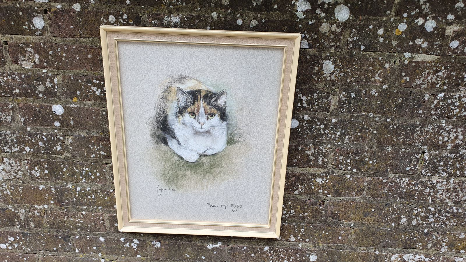 Original Marjorie Cox Pastel Portrait Of A Cat ‘Pretty Puss’ 1979 photo Art