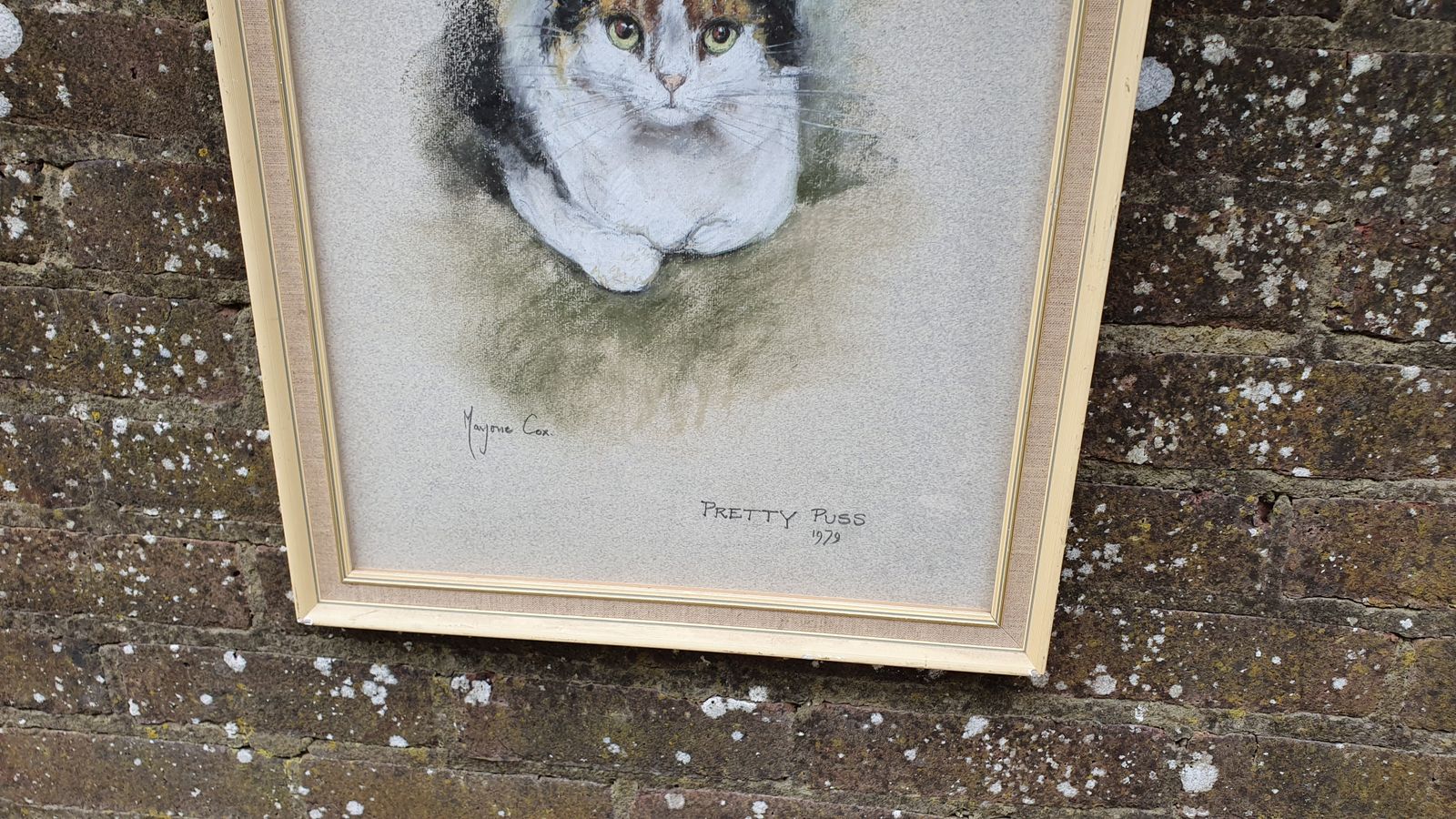 photo furniture Original Marjorie Cox Pastel Portrait Of A Cat ‘Pretty Puss’ 1979