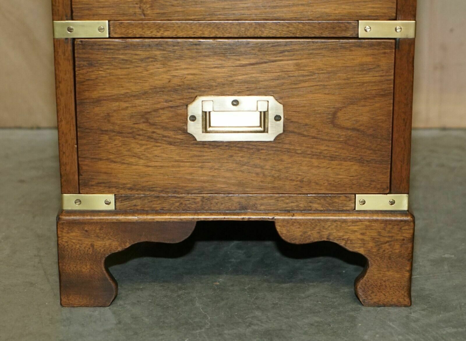 Fully Restored Harrods Kennedy Brown Leather Military Campaign Pedestal Desk photo buy