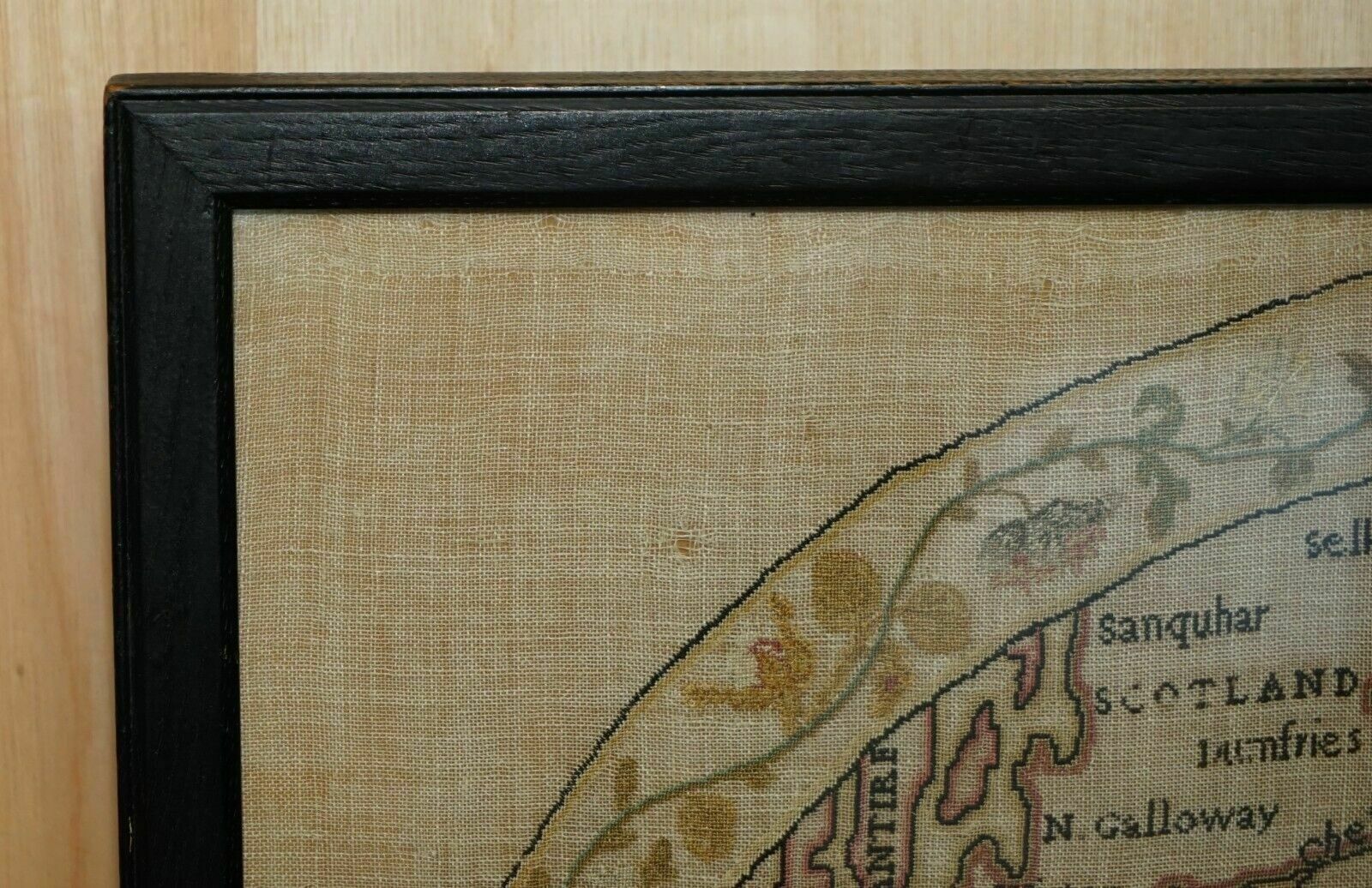Antique Elizabeth Mason Signed 1789 George II Needlework Sampler Map Of England photo furniture