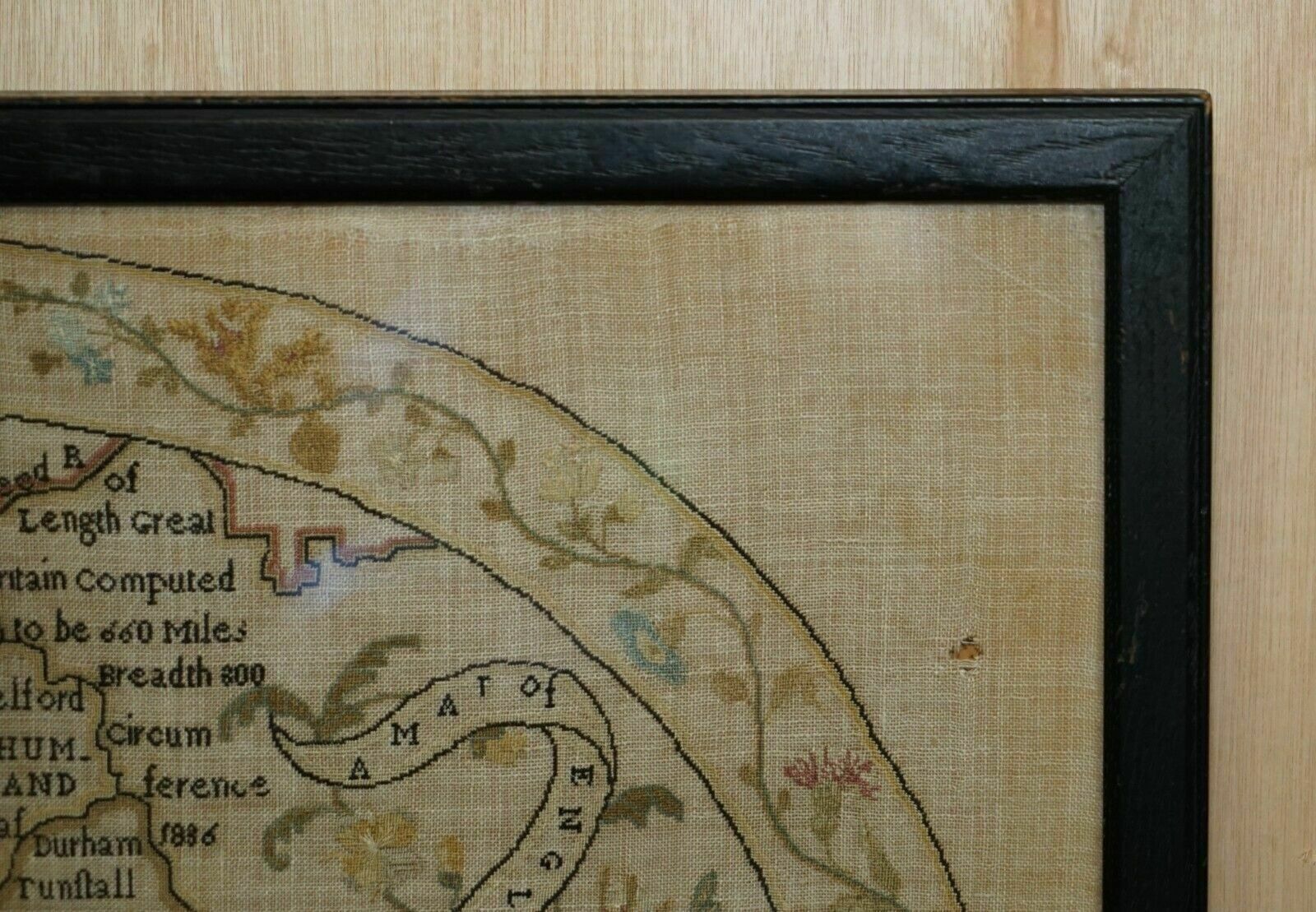 Antique Elizabeth Mason Signed 1789 George II Needlework Sampler Map Of England photo for sale