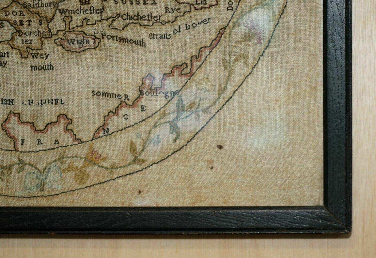 Antique Elizabeth Mason Signed 1789 George II Needlework Sampler Map Of England photo 2850.0