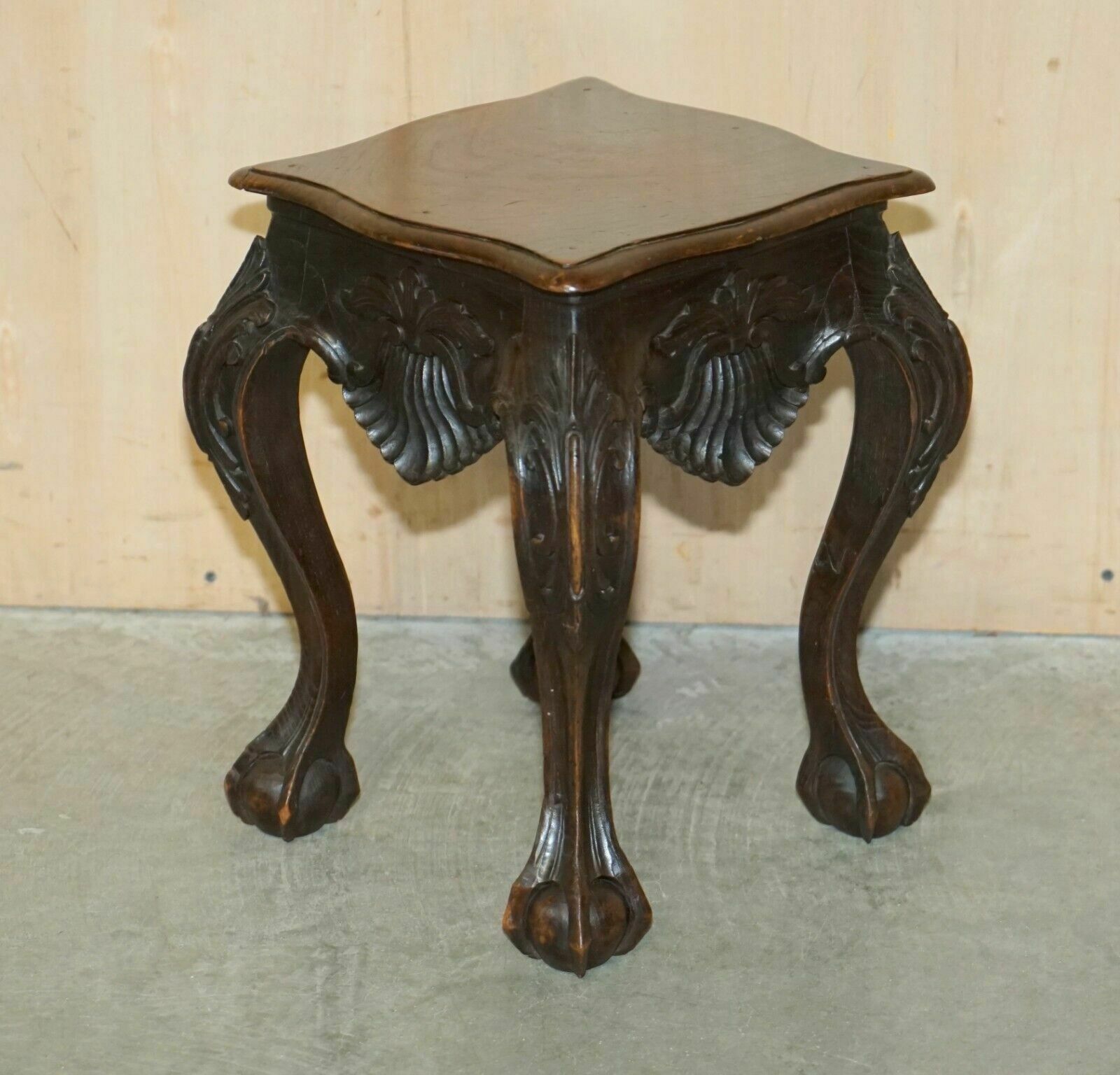 Lovely Pair Of Antique Circa 1900 Hand Carved Mahogany Claw & Ball Side Tables photo furniture