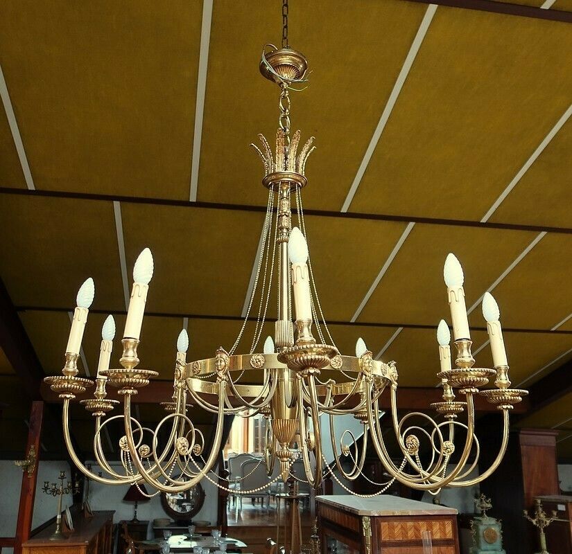 Lighting Set Of 3 Chandeliers With 10 Lights, Louis XVI Style, Early 20th Century photo
