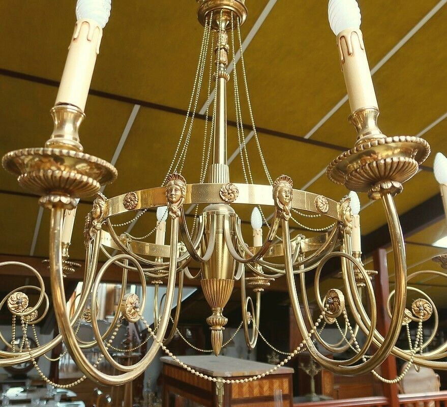 10835.6 Set Of 3 Chandeliers With 10 Lights, Louis XVI Style, Early 20th Century photo
