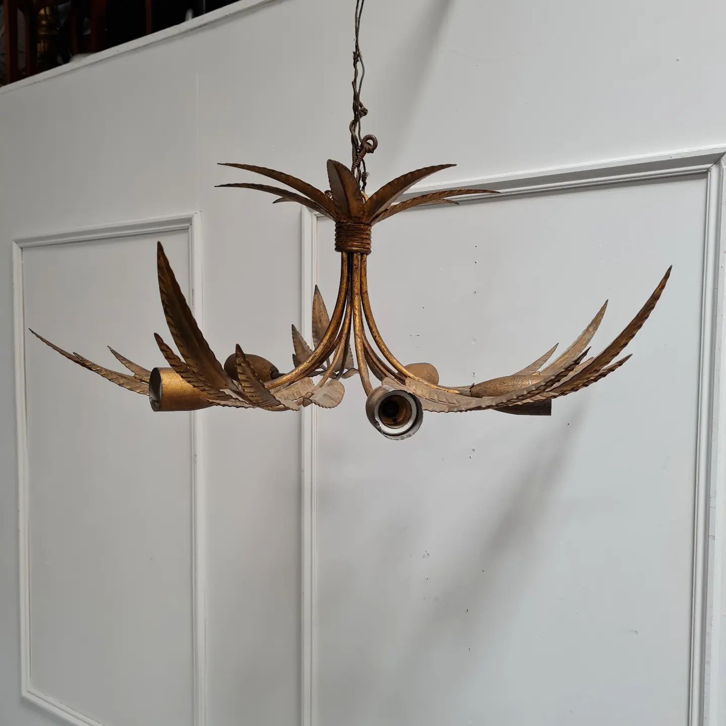 Wheatsheaf Gilded Metal French Chandelier C1950 Free Delivery Eng/Wales