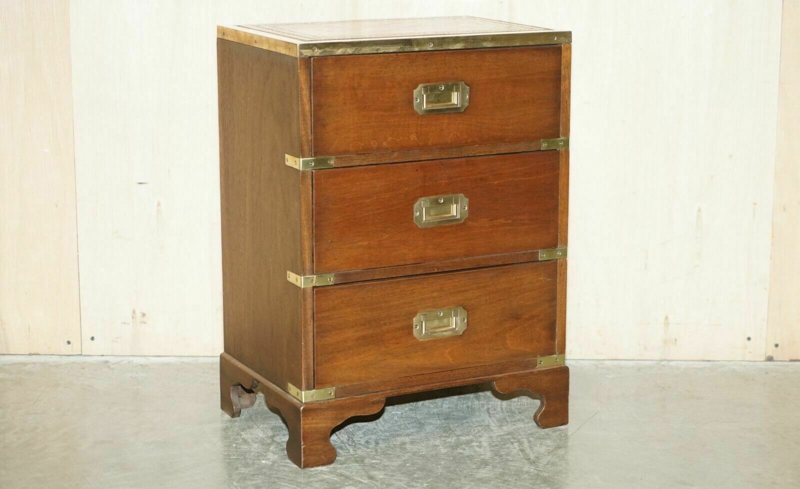 Fully Restored Harrods Kennedy Military Campaign Side End Table Drawers Leather photo furniture