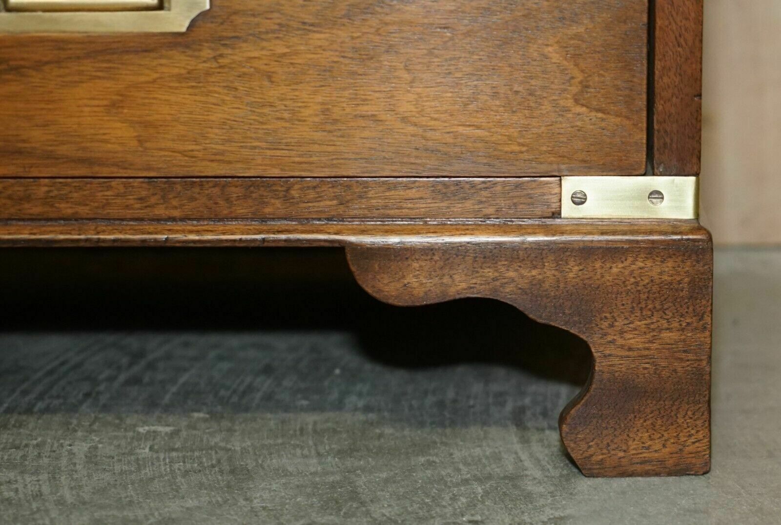 photo furniture Fully Restored Harrods Kennedy Military Campaign Side End Table Drawers Leather