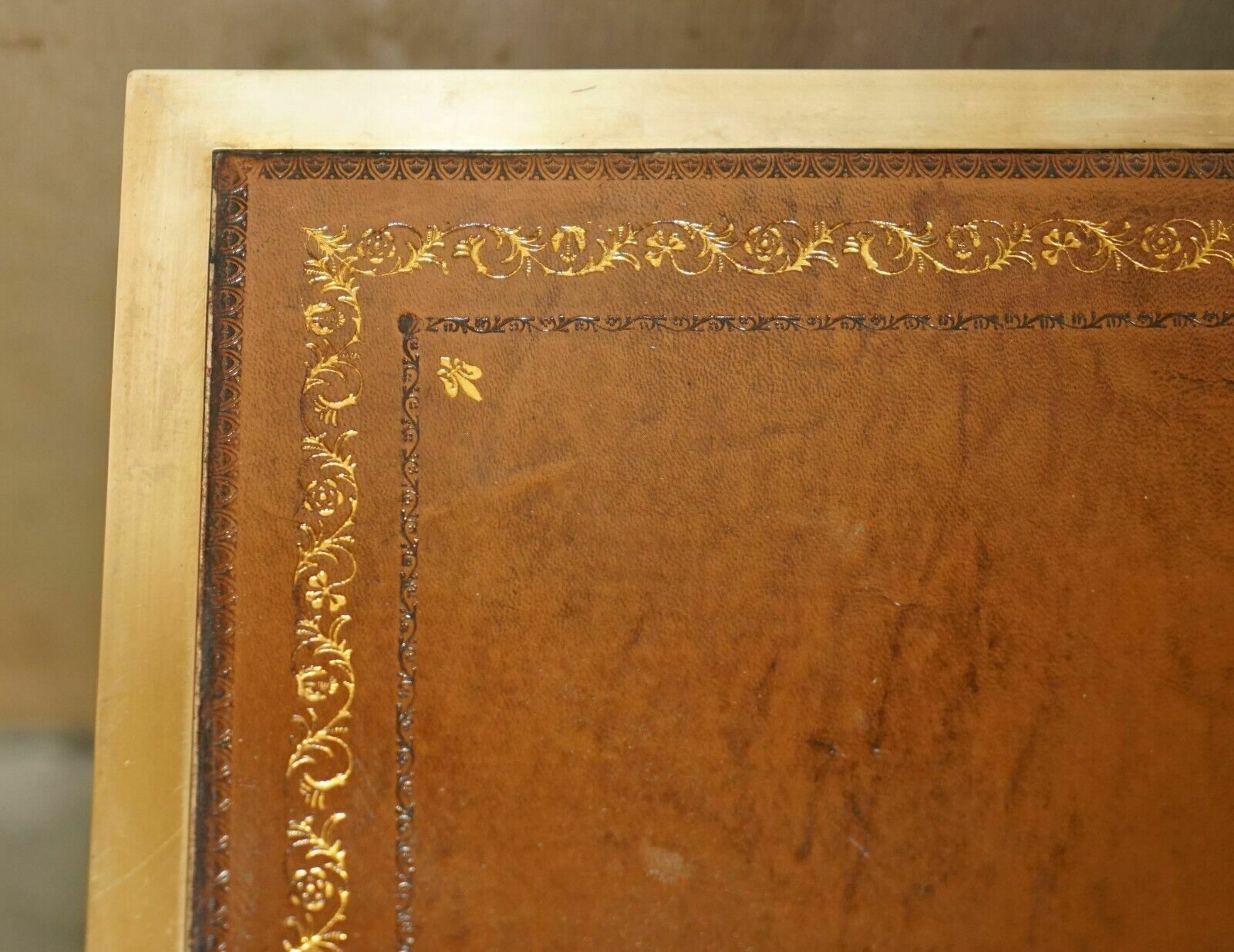 950.0 Fully Restored Harrods Kennedy Military Campaign Side End Table Drawers Leather photo