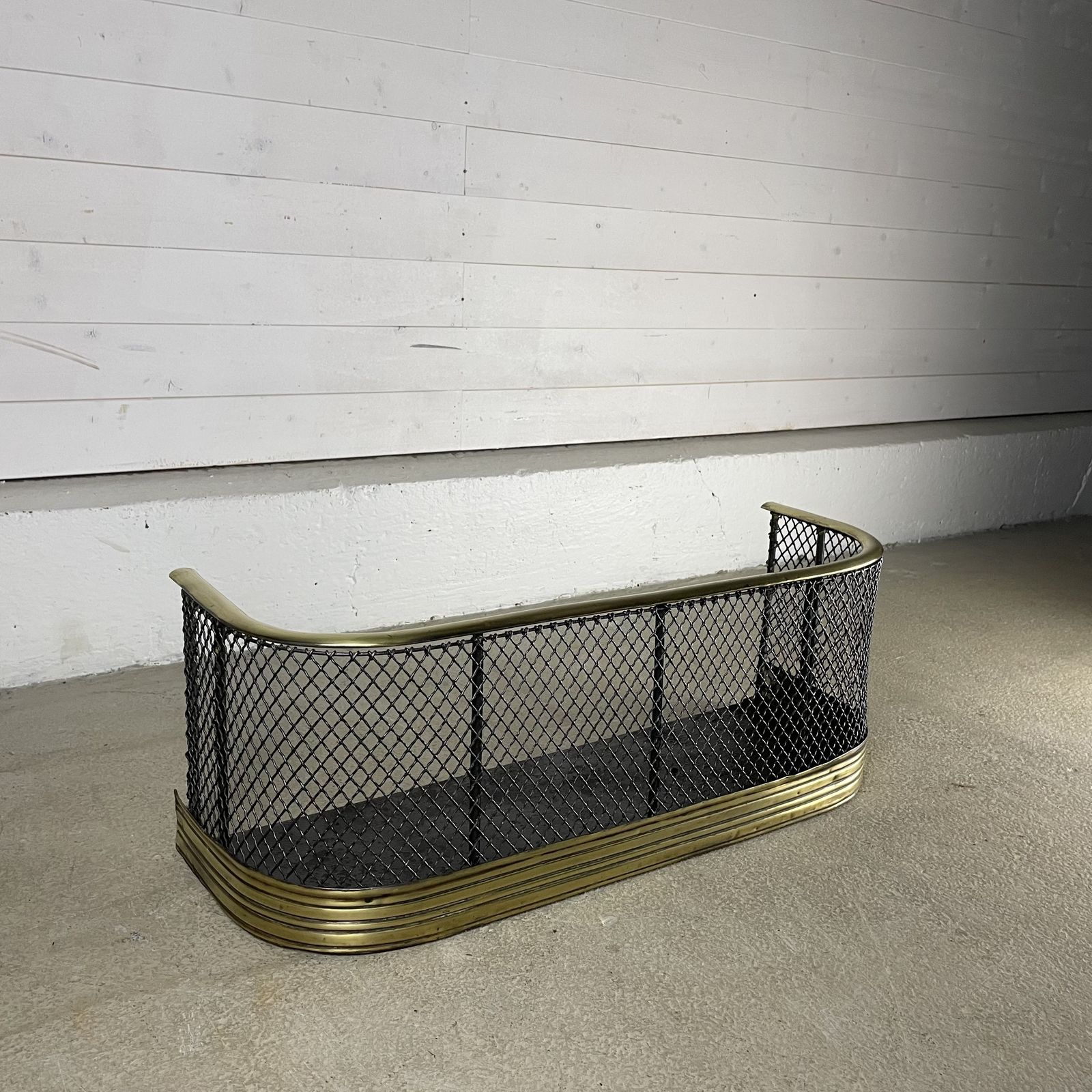 Victorian Iron Fireplace Spark Guard With Brass Rail photo for sale