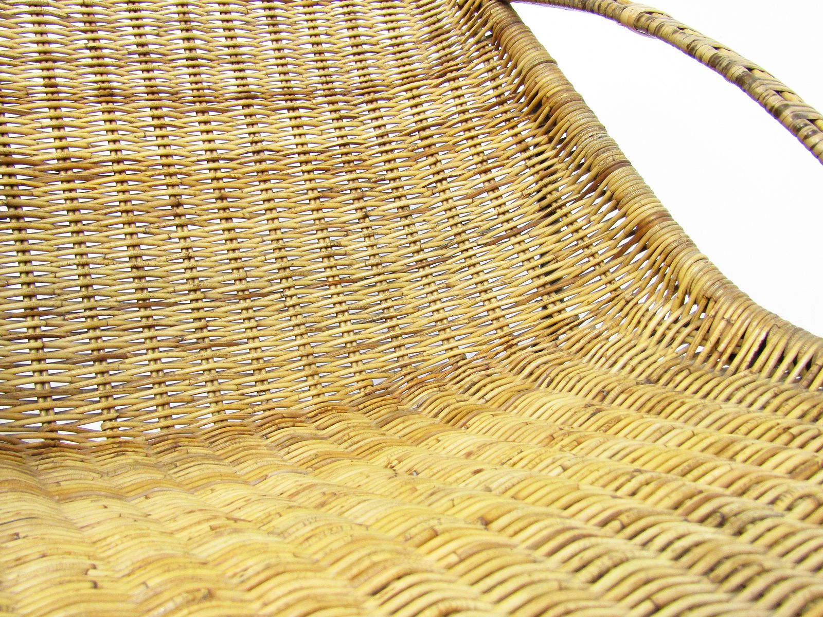 photo for sale Pair Of 1950s French "Gazelle" Chairs In Rattan Wicker & Tubular Steel
