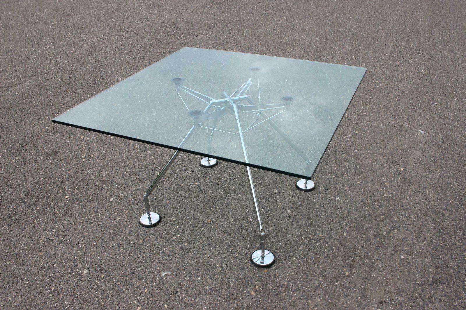 photo furniture 1970s Norman Foster Large Glass Table Model Nomos For Tecno, Italy