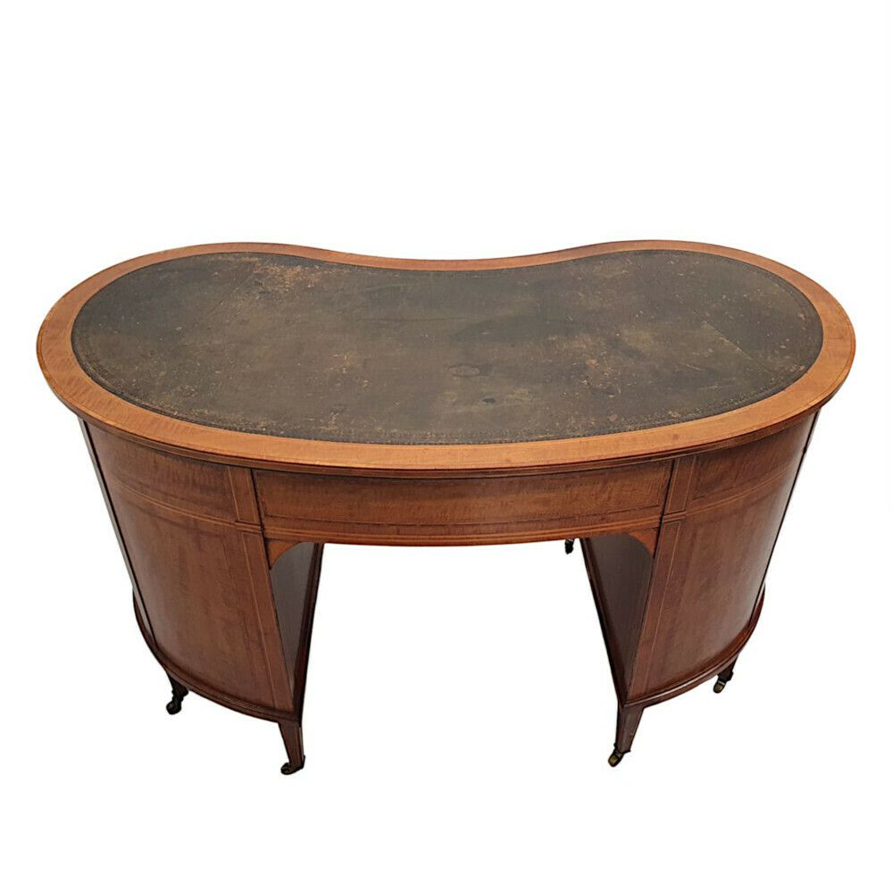 A Very Fine Edwardian Leather Top Kidney Shaped Desk photo 3845.493