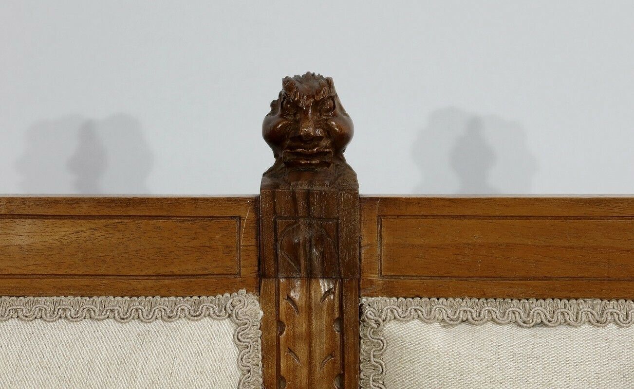 Furniture Rare Bench In Solid Walnut, Renaissance Style, Late 19th Century photo