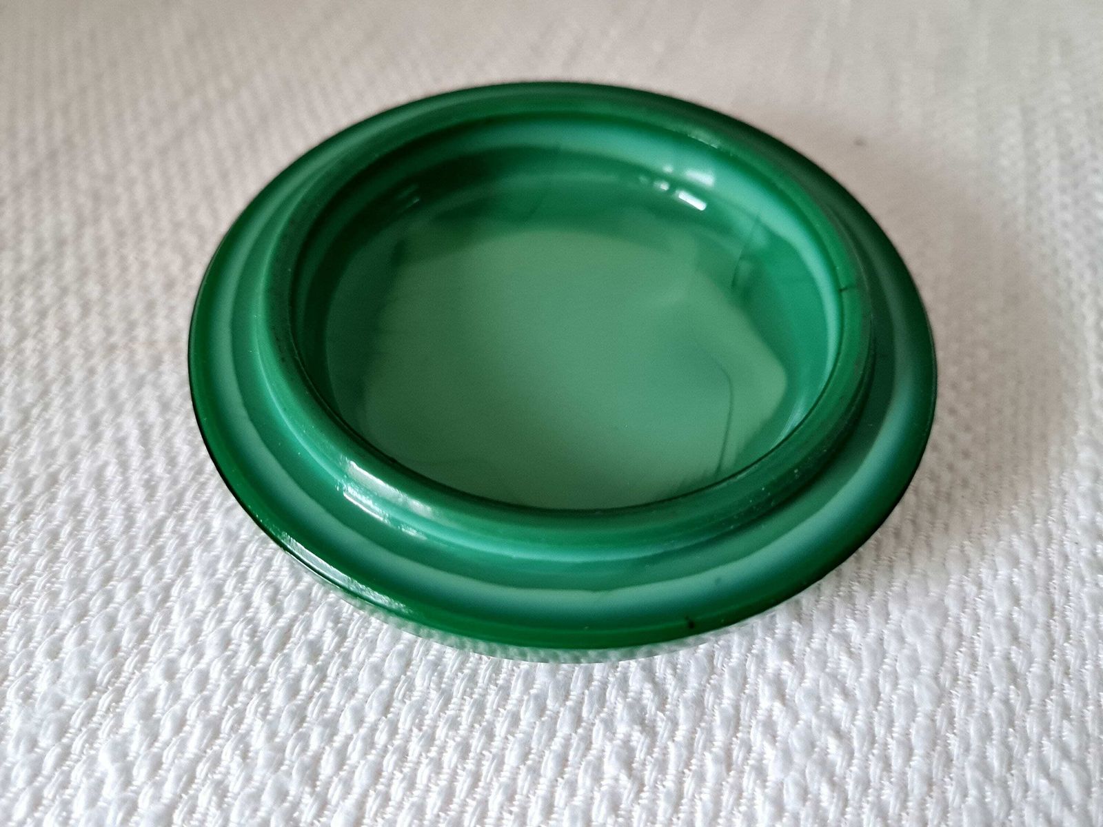 Art Deco Malachite Glass Jewelry Box Powder Box Schlevogt Ingrid Design Czech Bohemian Glass photo vinterior