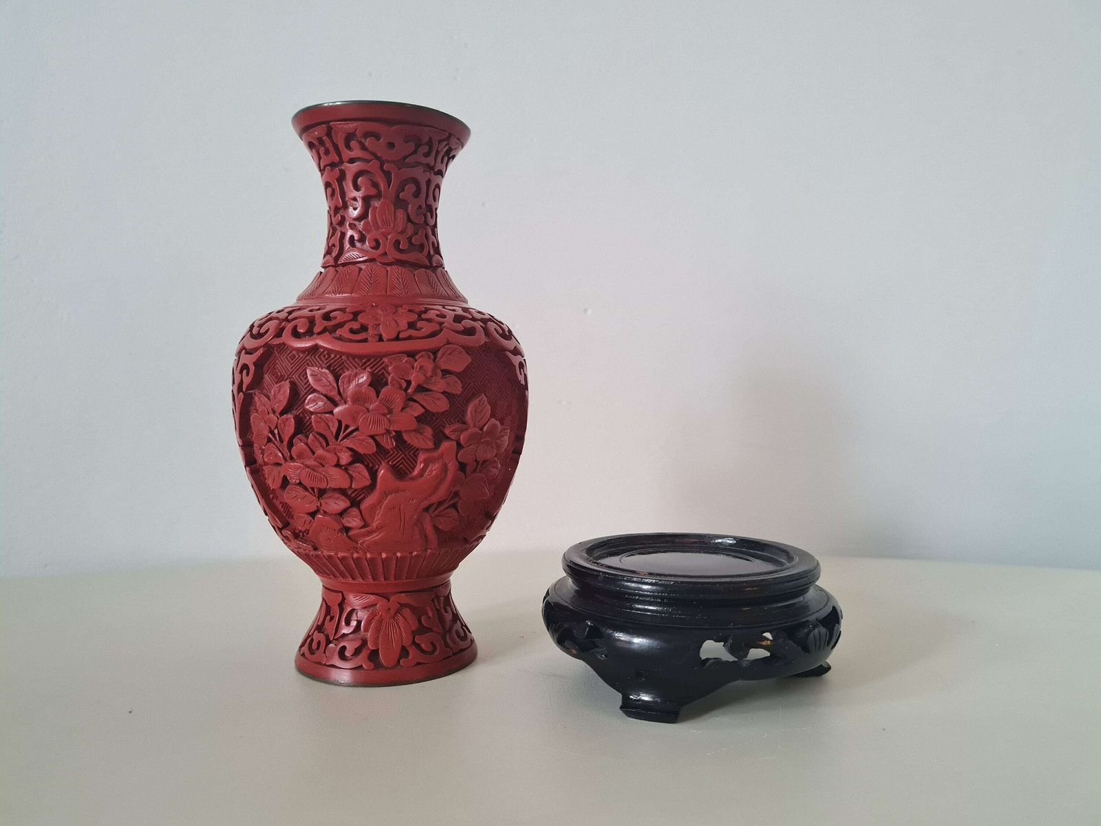 Chinese Cinnabar Lacquer Vase Varnish Carving Chinese Collectible photo 129.0