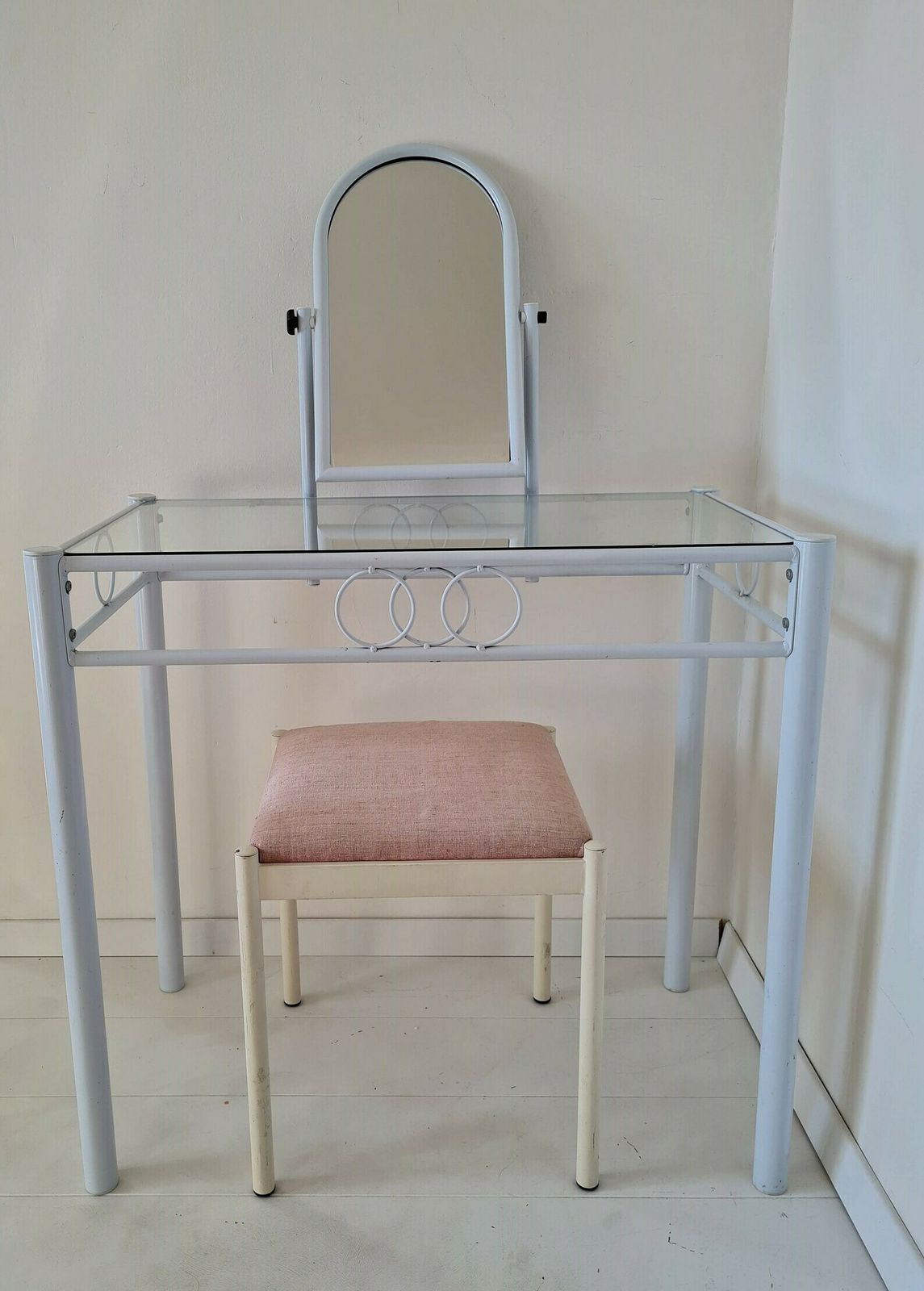 Vintage Mid Century Dressing Table With Mirror Metal And Glass сhair Not Included photo buy