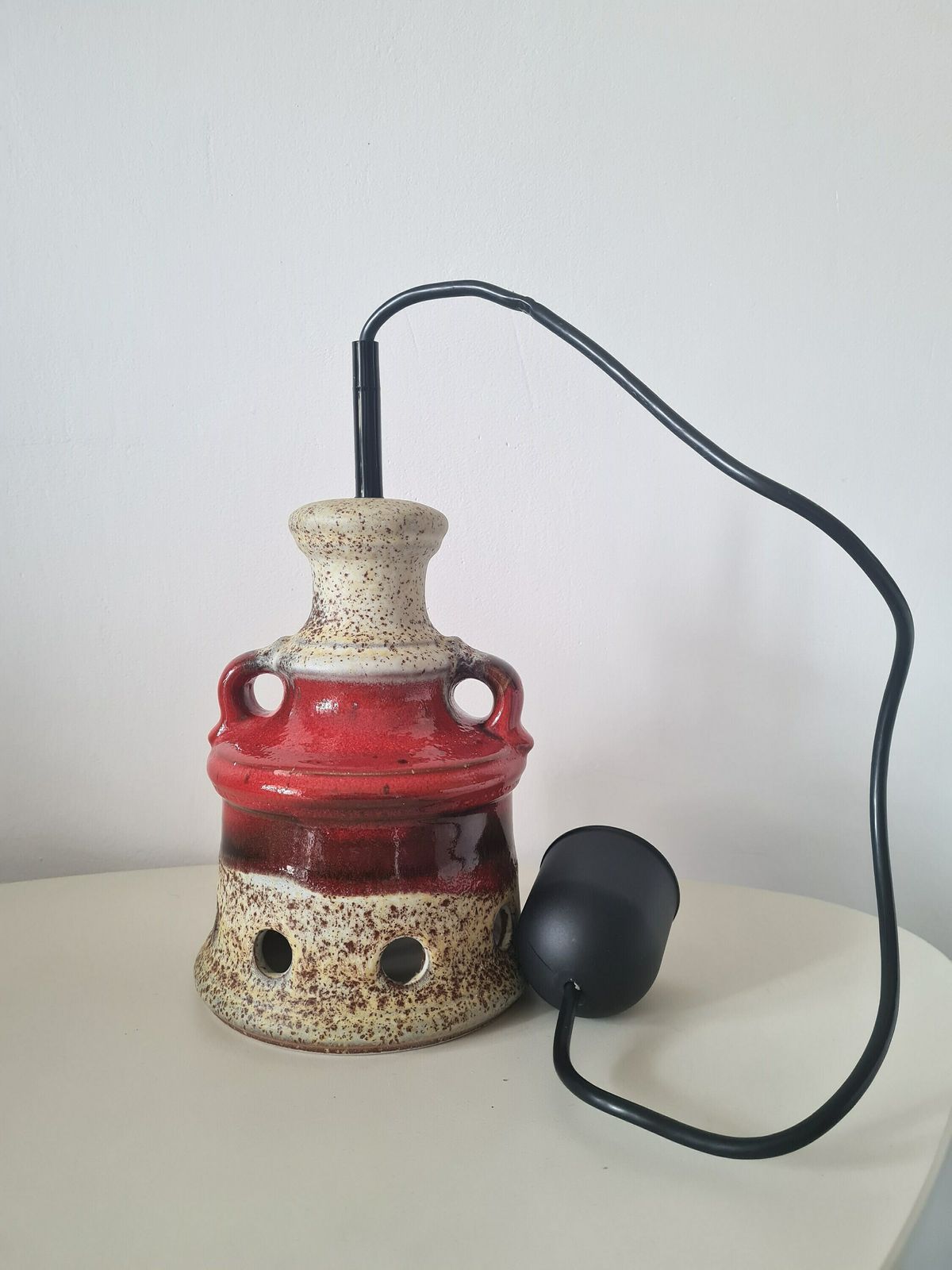 Vintage One Of Two Pendant Lamps Hand Made Fat Lava Herda Gdr Design 70s photo Lighting