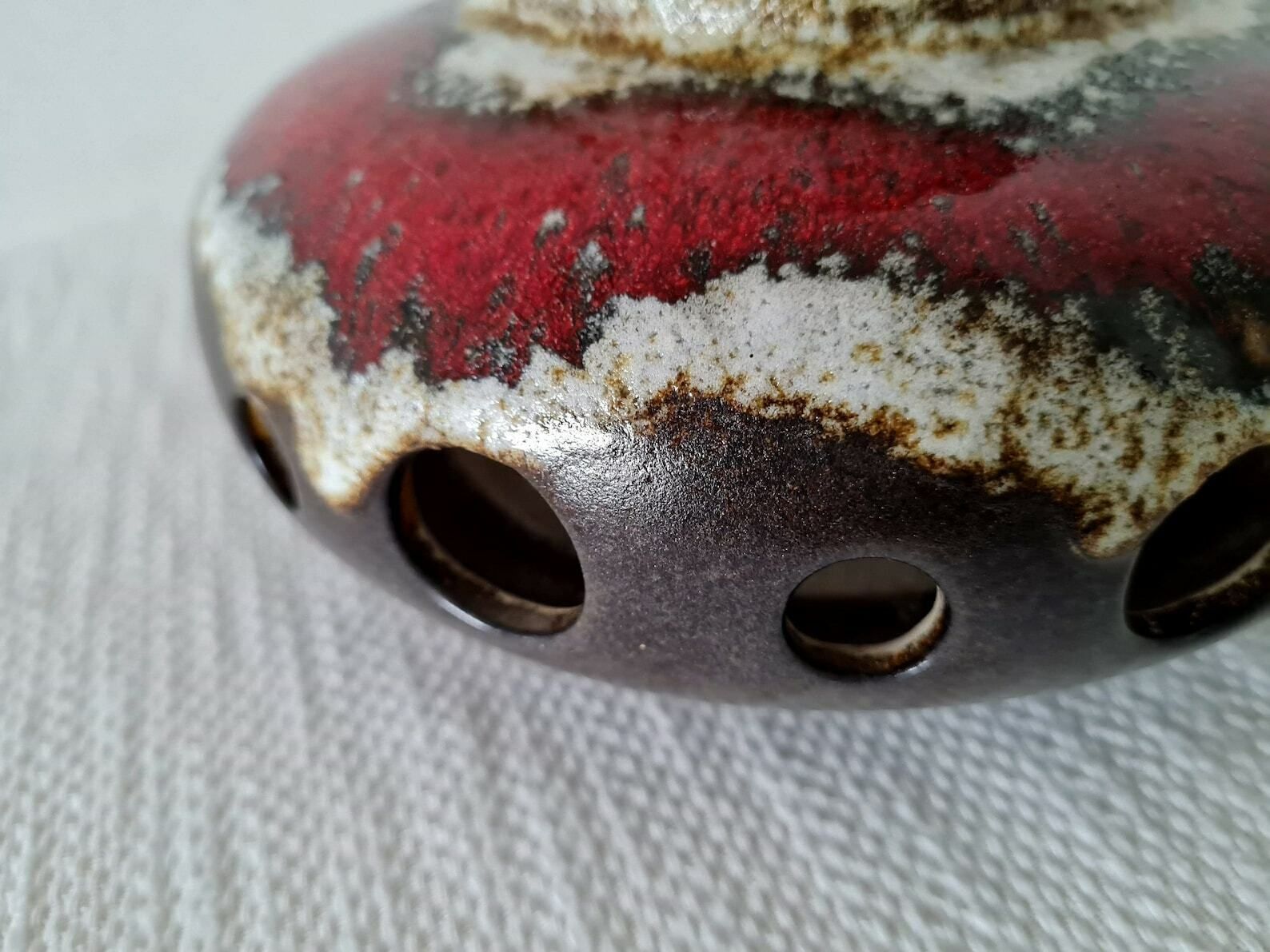 Vintage One Of Two Pendant Lamps With Wooden And Brass Fittings Hand Made Fat Lava Herda Gdr Design 70s photo 246.0