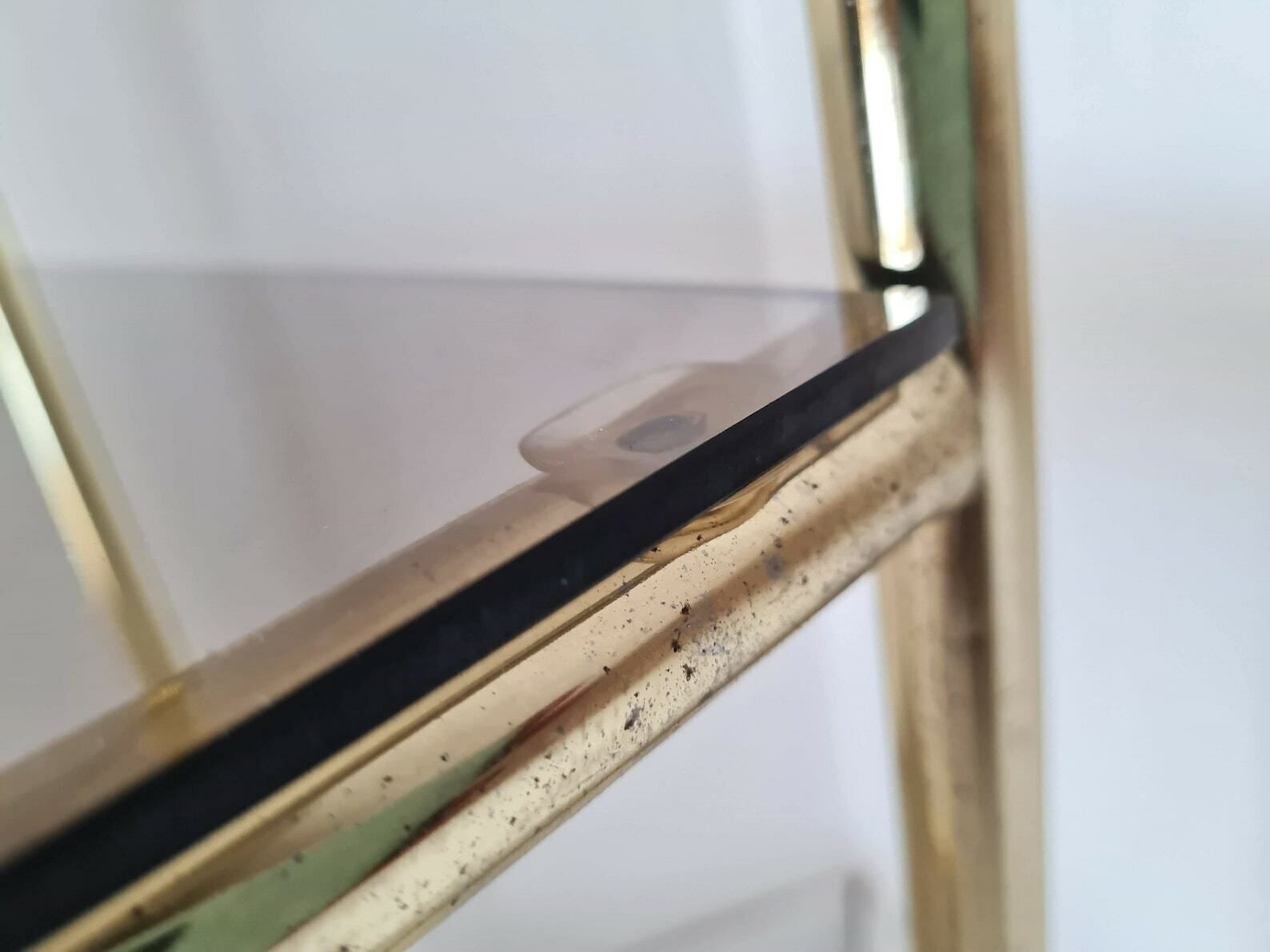 Vintage Hollywood Regency Shelving Rack With Smoky Glass 80s photo buy
