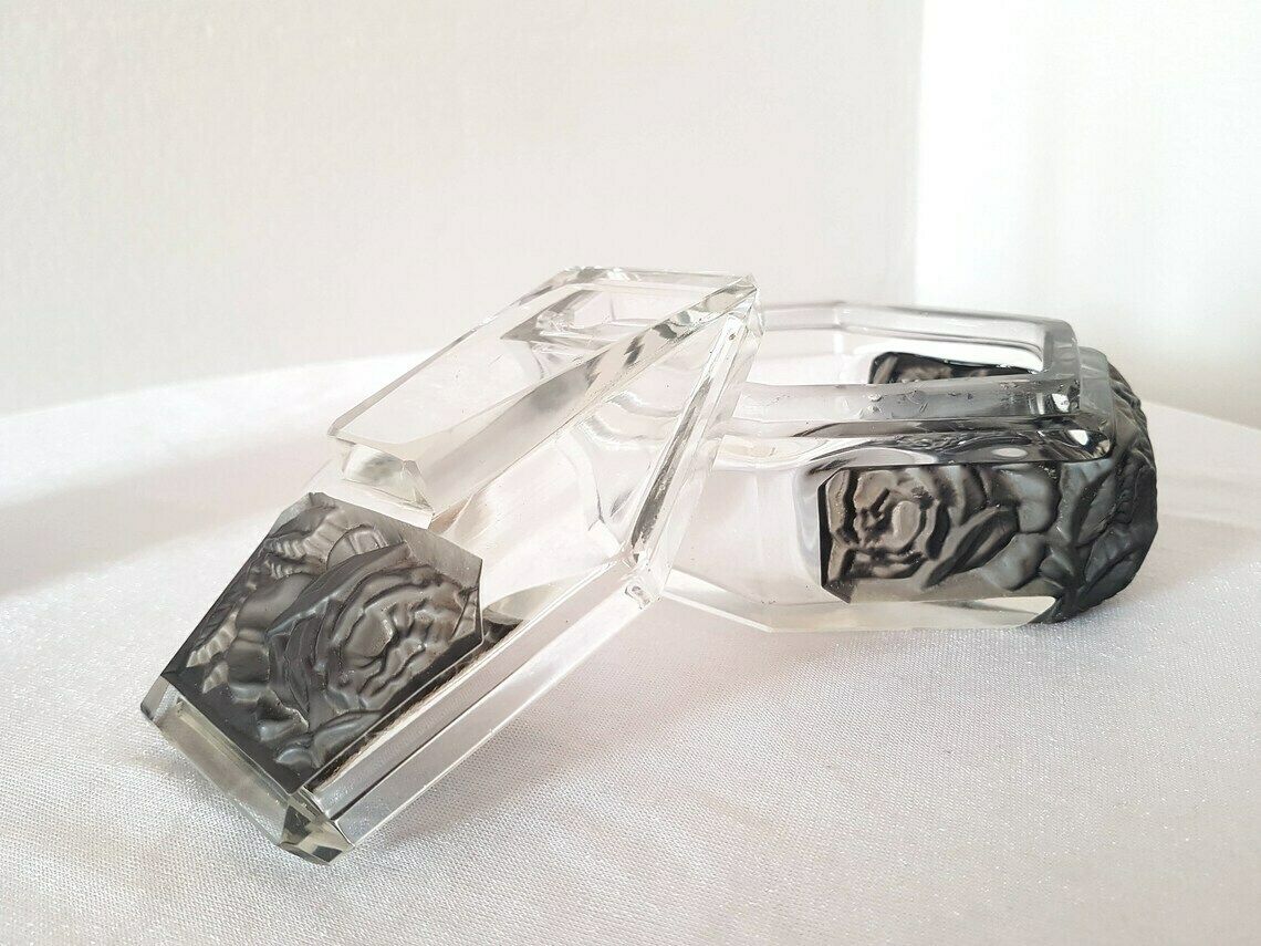 Collectible Bohemian Czech Art Deco Robert Richter Glass Vanity Set 4 Pieces Jablonec Nad Nissou (Gablonz) Ca. 1930 photo buy