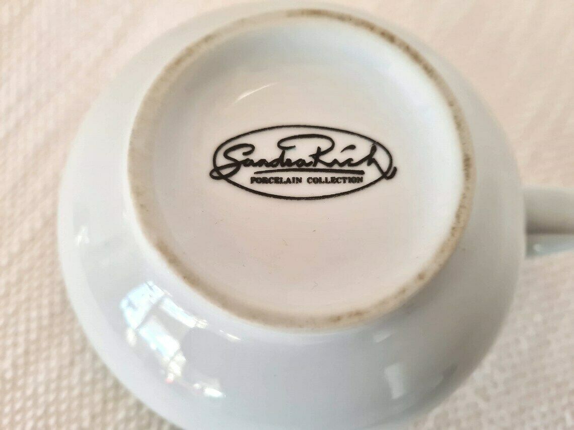 Vintage Memphis Milano Style Porcelain Set Of Big Cup And Saucer 80s photo vinterior