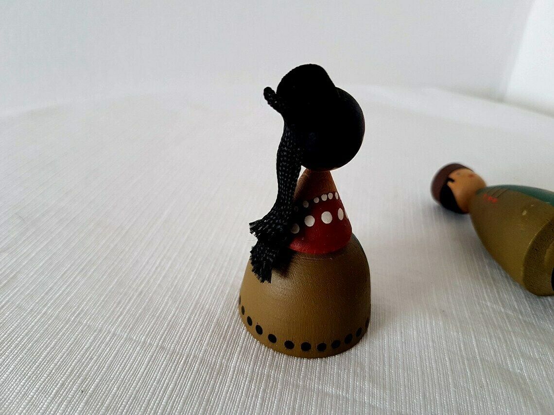 Vintage German Wooden Pair Figures Handmade Design photo buy