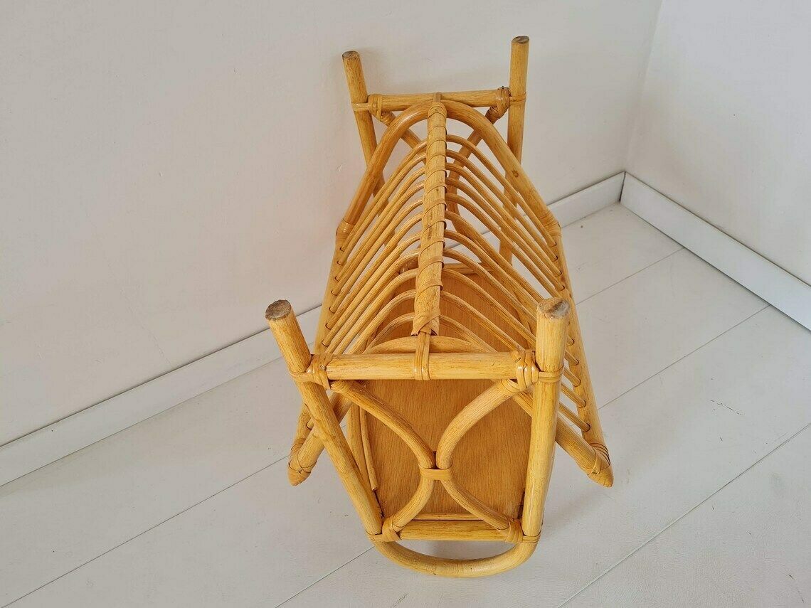 Vintage Mid Century Bamboo Rattan Magazin Holder 80s photo vintage