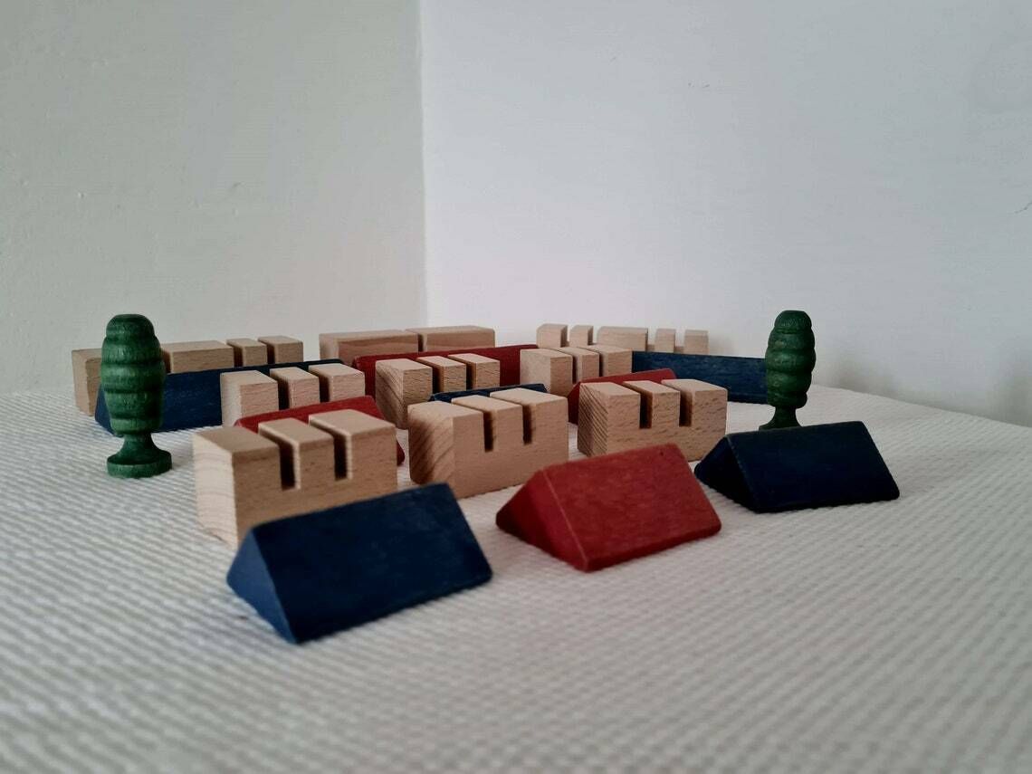 photo for sale Vintage Erzgebirge Wooden German Putz Hand Painted Set Of 20 Pieces
