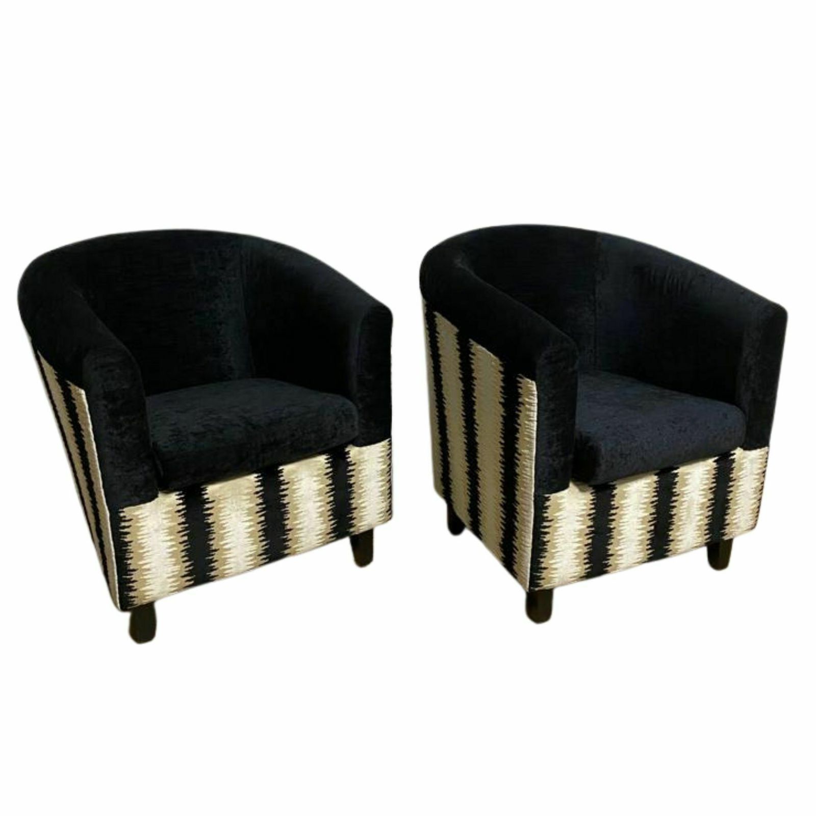 Pair Of French Mid Century Black & White Armchairs