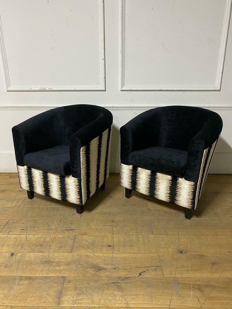 Pair Of French Mid Century Black & White Armchairs photo furniture