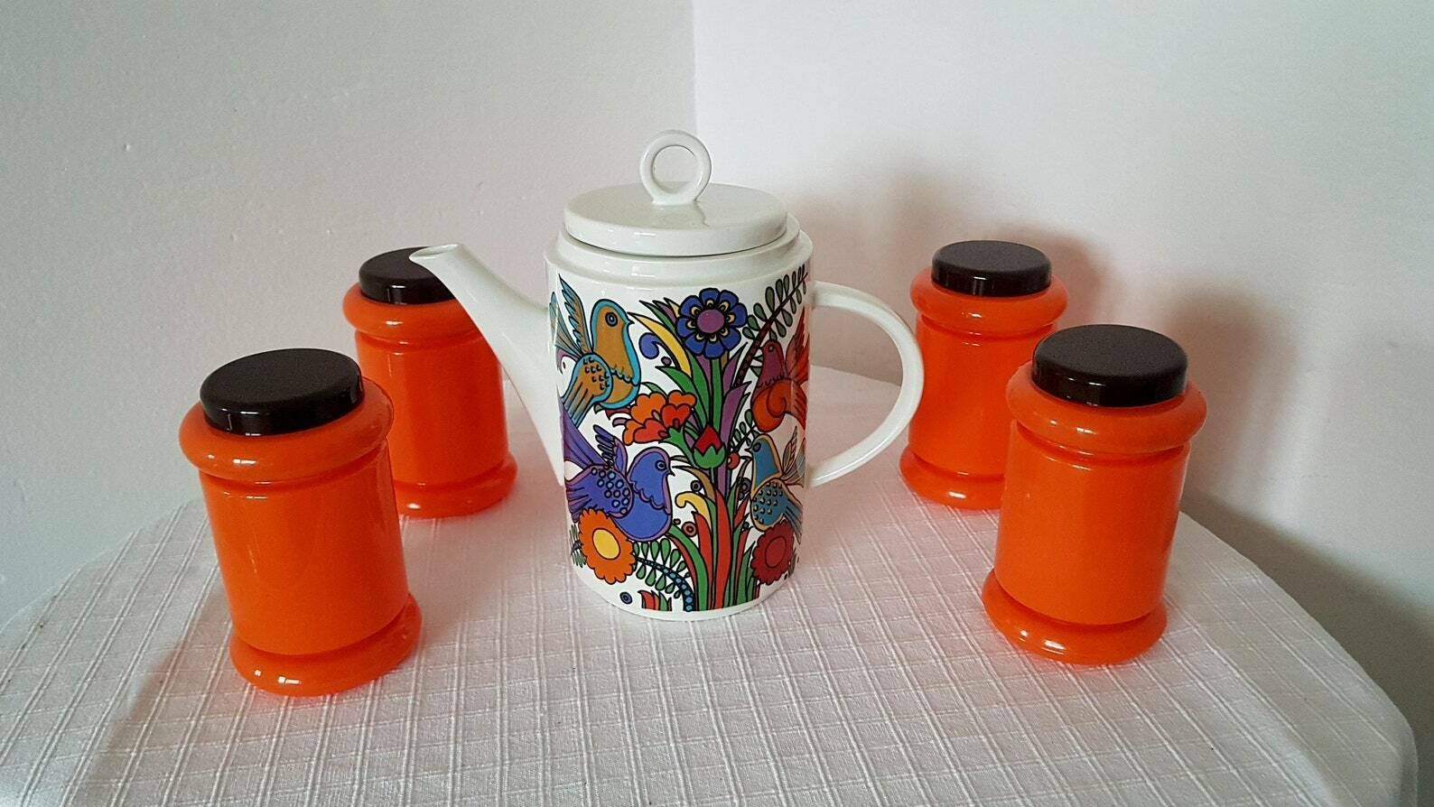 Vintage Mid Century Space Age 5 Spice Boxes Set Czechoslovakia 80 photo buy