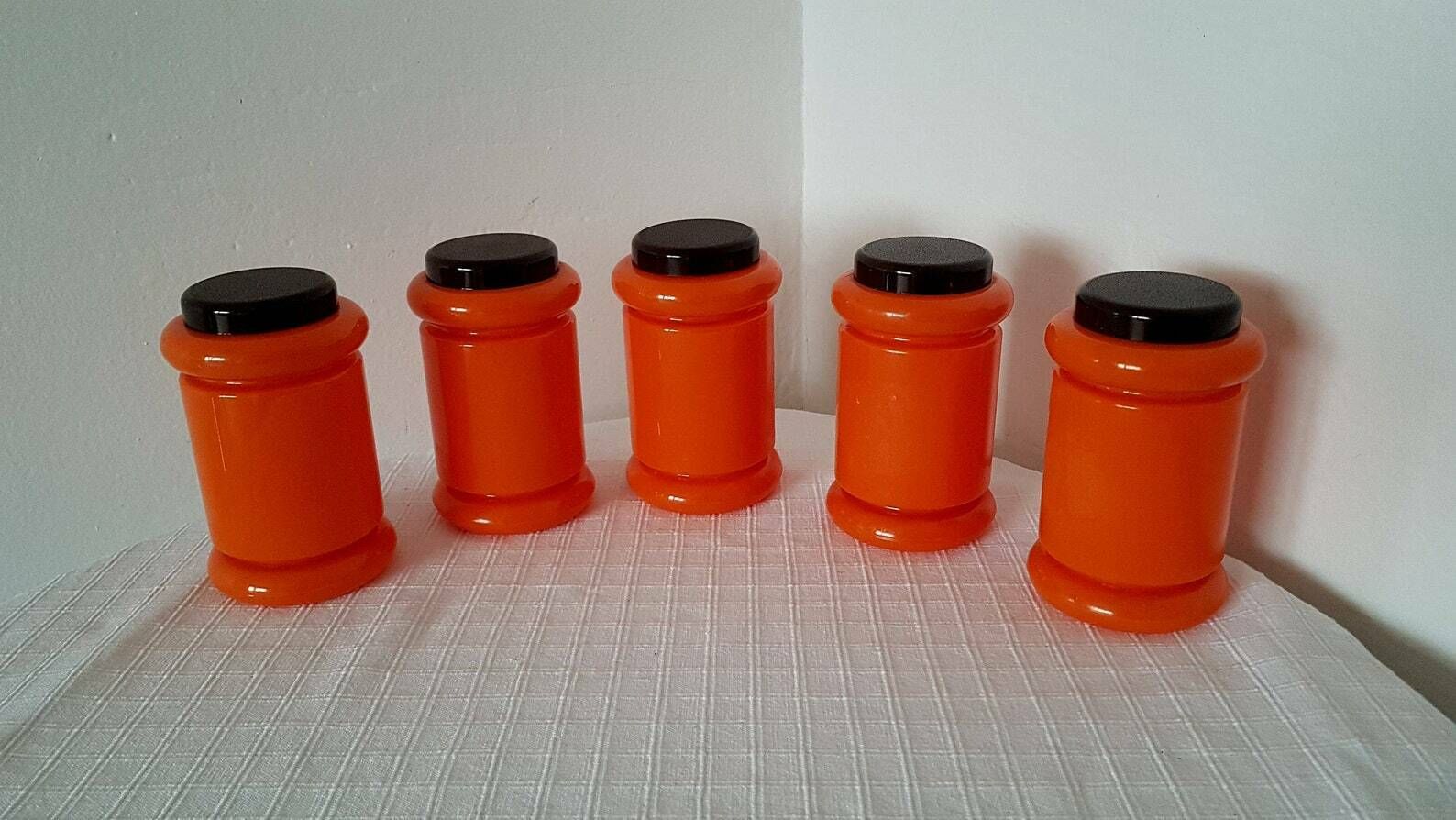 Vintage Mid Century Space Age 5 Spice Boxes Set Czechoslovakia 80 photo vintage