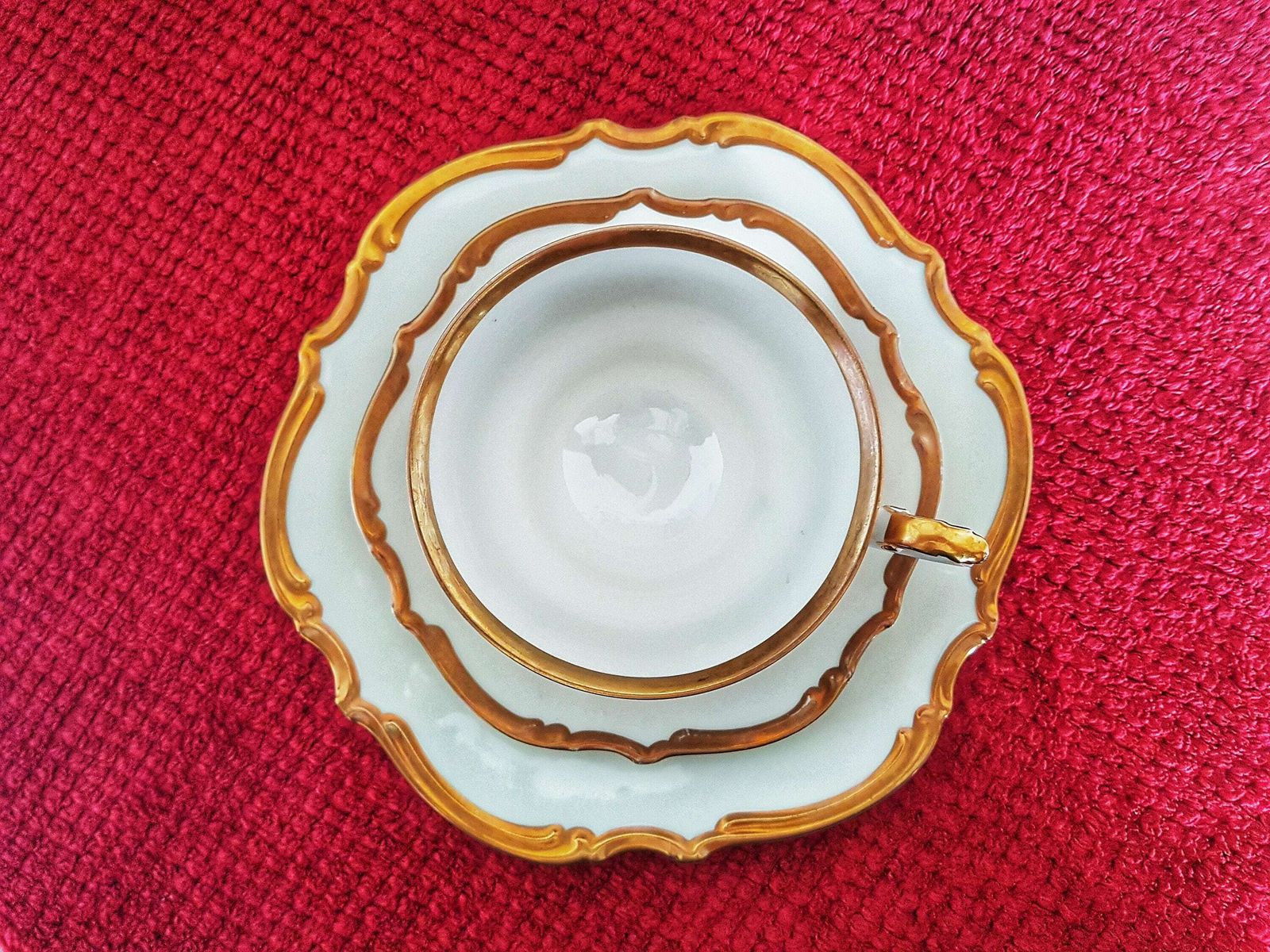Vintage Porcelain Set 3 Piece Breakfast Set Vintage Germany Breakfast Set 150ml Cup, Saucer & Cake Dish photo furniture
