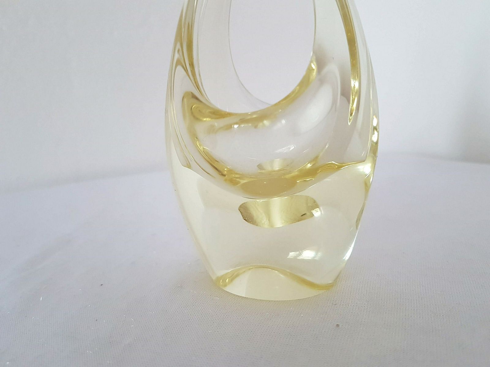 Citrine Glass Basket Sculpture Zelezny Brod Czech photo for sale