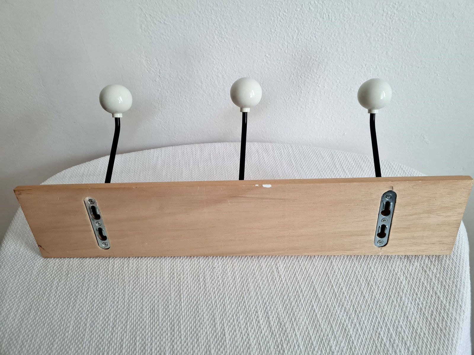 Vintage Mid Century Modern Wooden Wall Hanger With 3 Hooks Wooden Coat Hanger Wall Panel photo vintage