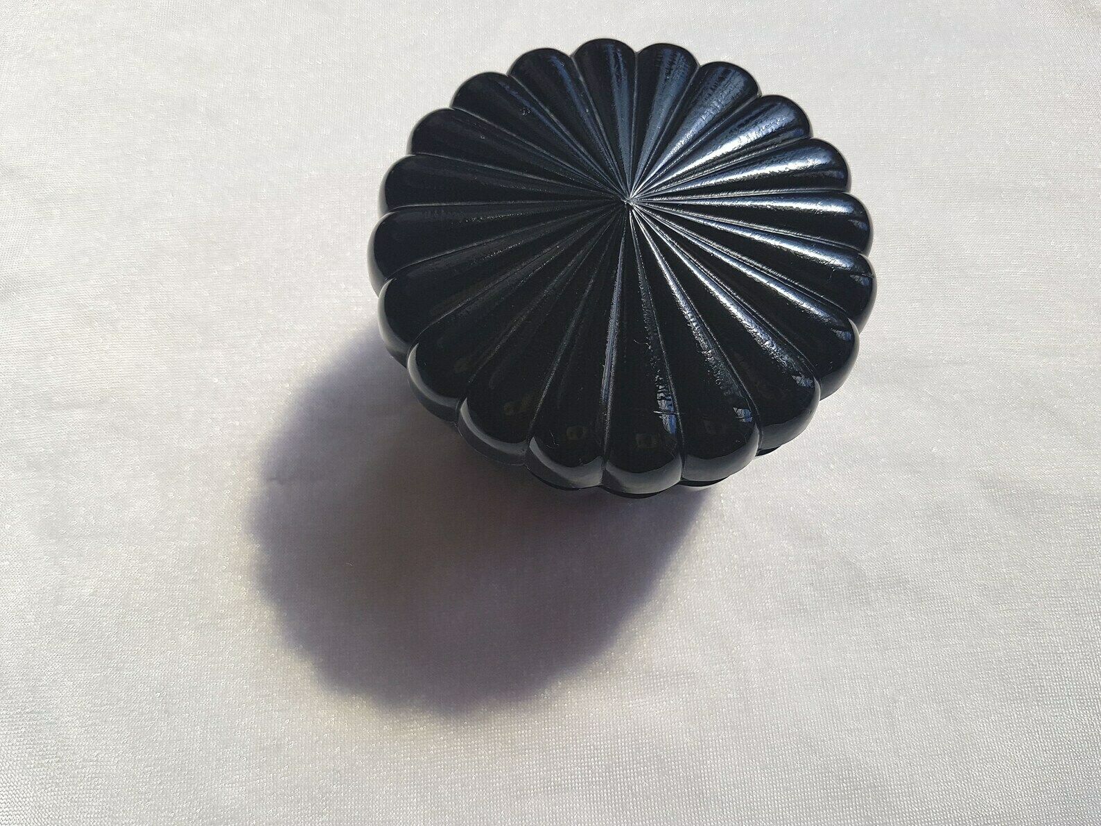 photo furniture Bohemian Art Deco Opaque Black Glass Powder Can Dose Schlevogt Hoffmann Excellent Condition