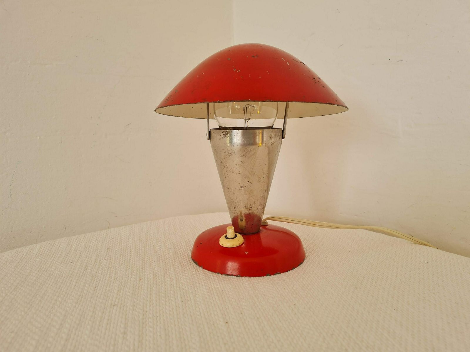 Vintage Paddenstoel Art Deco Tafellamp Van Josef Hurka Voor Napako – Tsjechoslowaakse Bauhaus Tafellamp