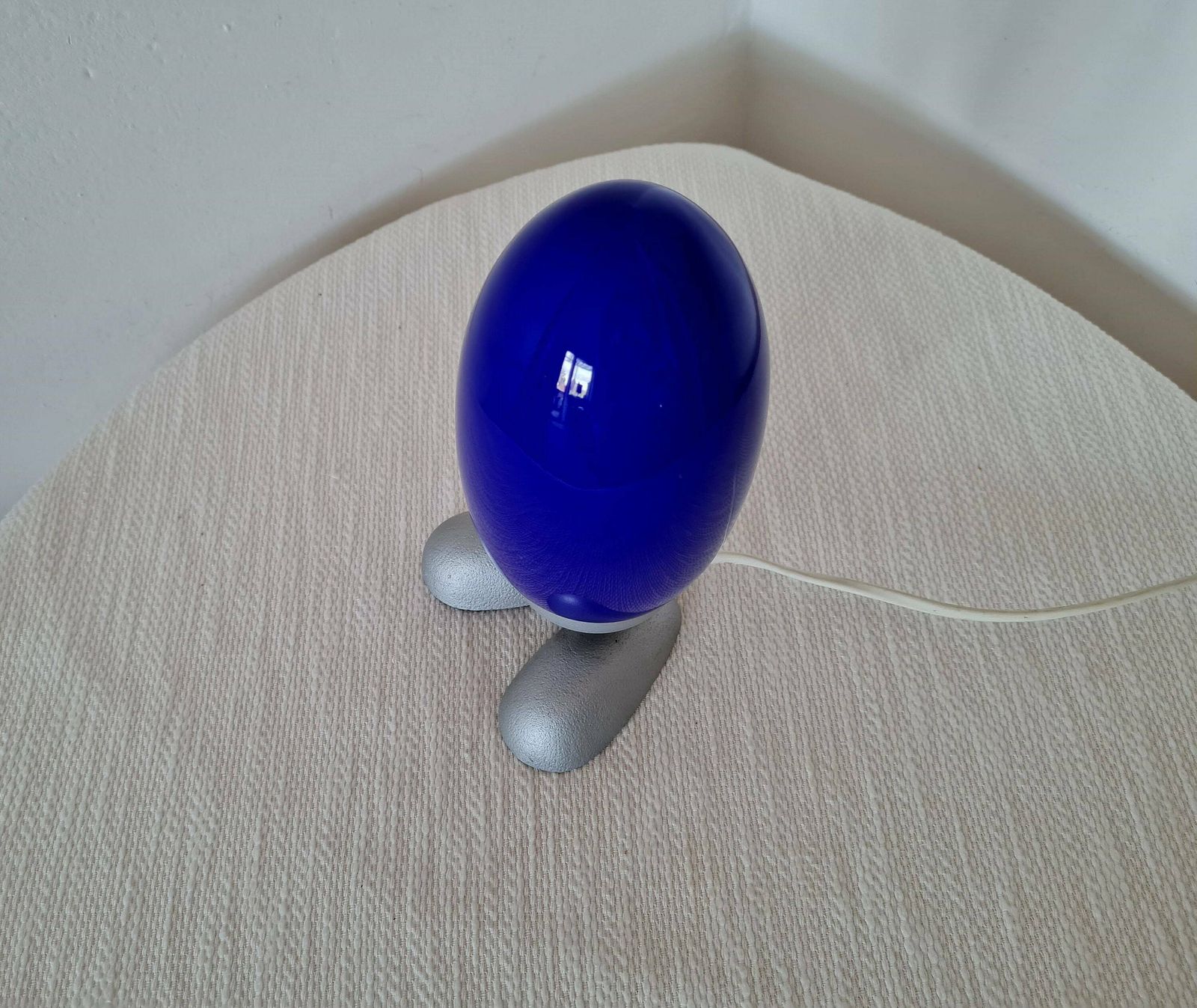 Vintage Ikea Fjorton Blue Egg Bedside Table Lamp Night Light Tatsuo Konno Dinosaur photo for sale