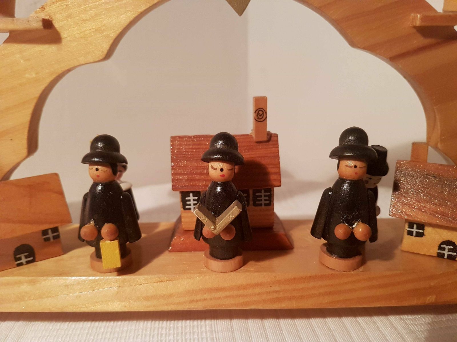 Vintage German Candlestick With Christmas Figurines 4 Candles Handmade Design photo furniture