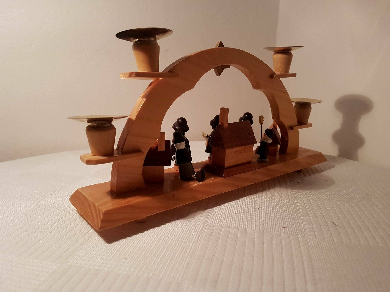 Vintage German Candlestick With Christmas Figurines 4 Candles Handmade Design photo buy
