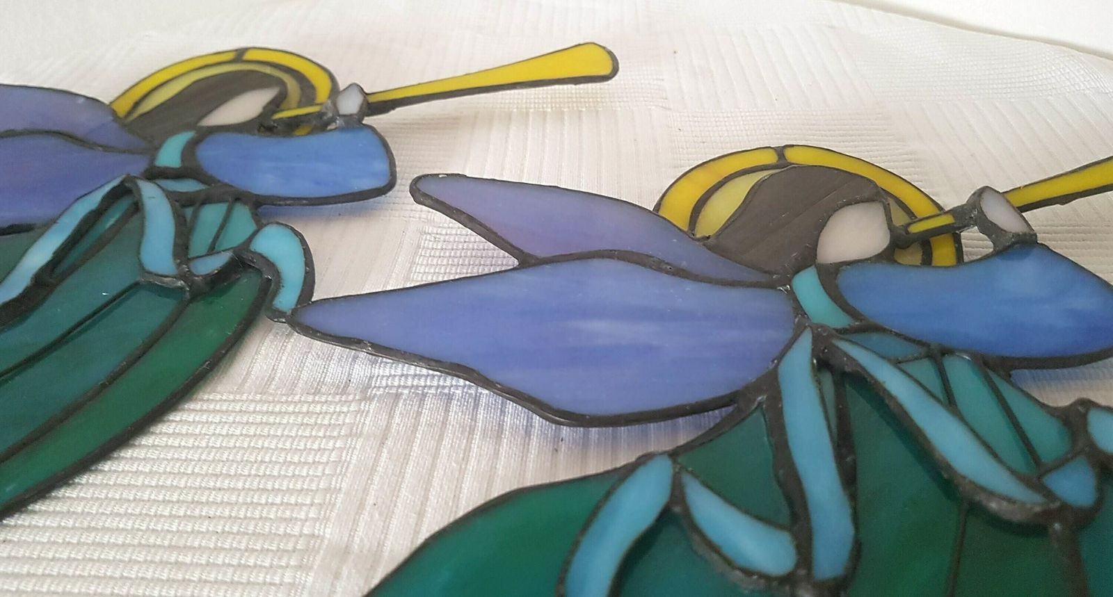 photo for sale Vintage Tiffany Angel Glas In Lood Raamhanger