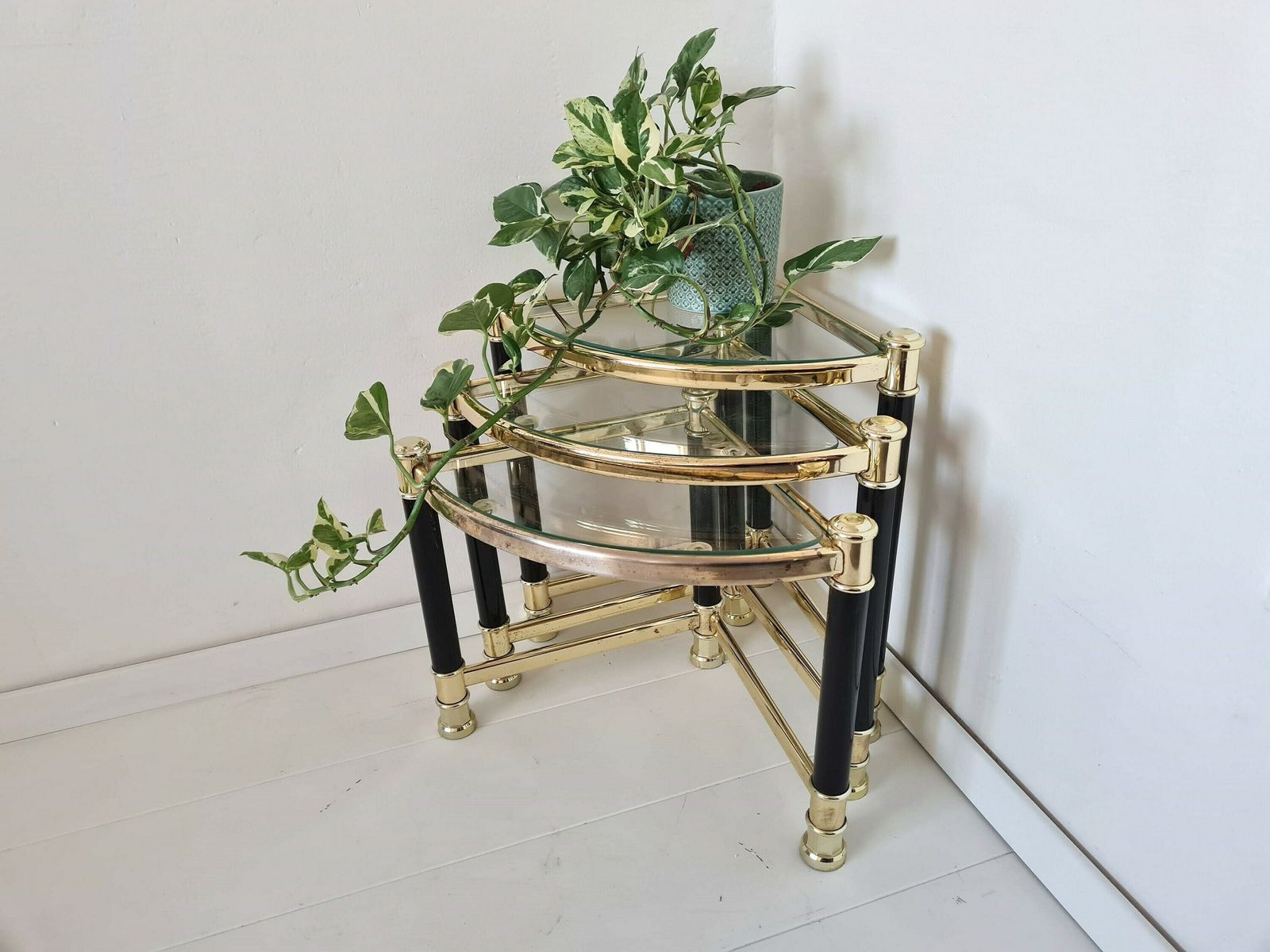 Vintage Mid Century Modern Chrome And Glass Nesting Table Set Of 3