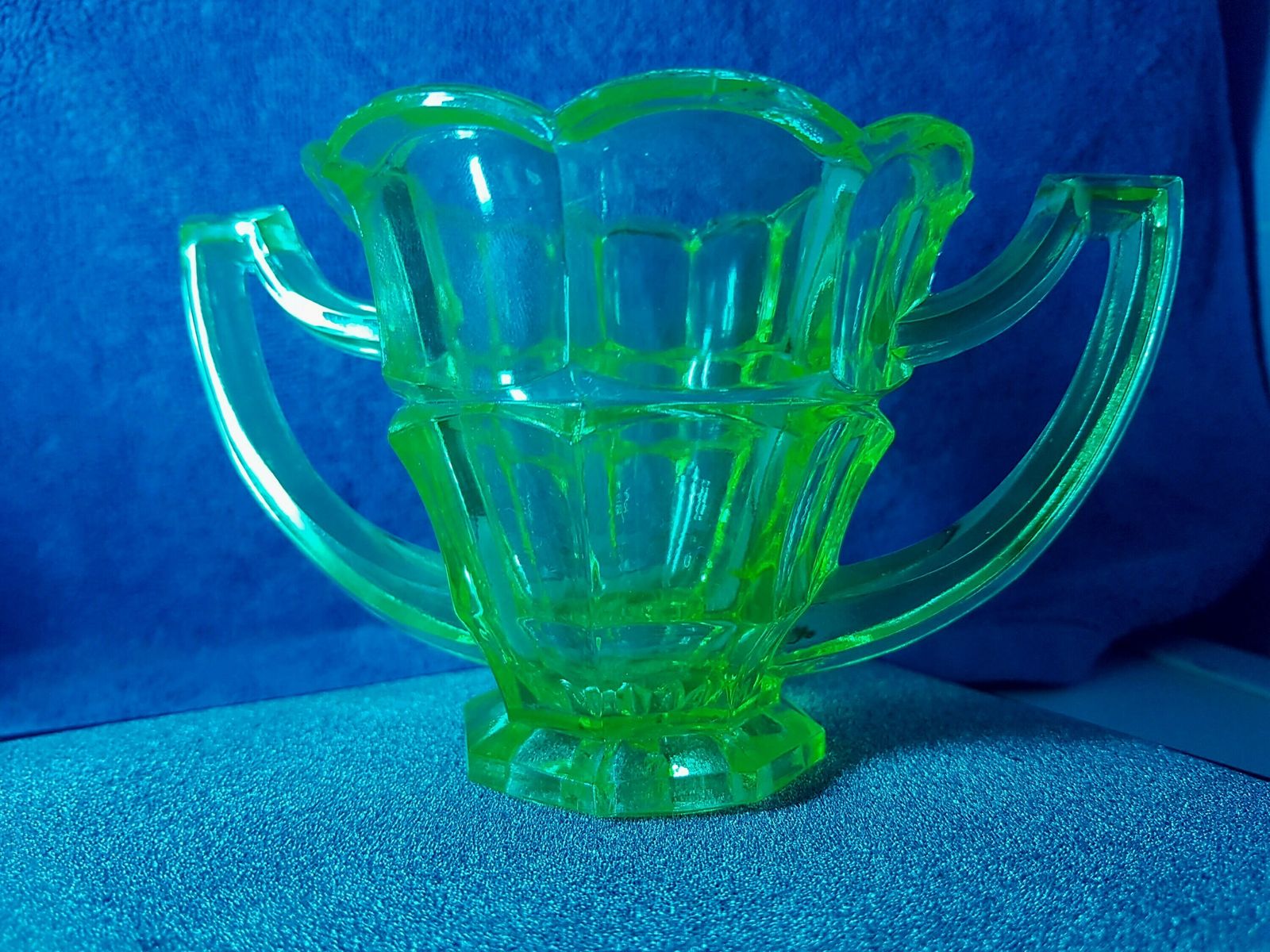 Czech Uranium Glass Vase Handcrafted In Czechoslovakia In The 1970's  1980's