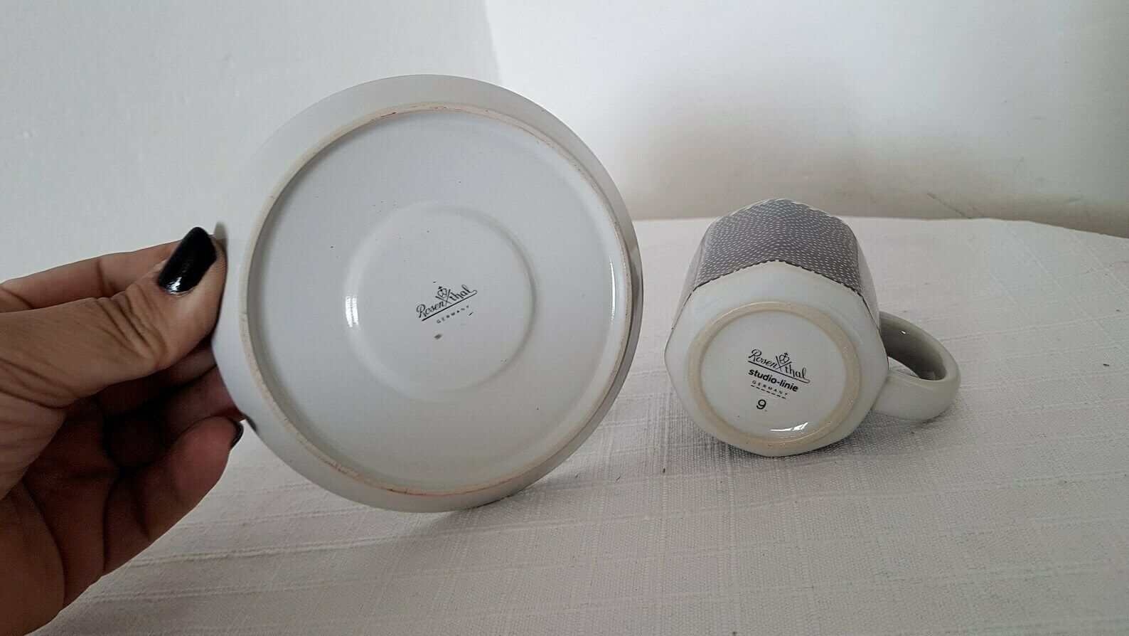 Vintage Rosenthal Memphis Milano Style Porcelain Set Of 2 Coffee Cup And Saucer 80s photo for sale