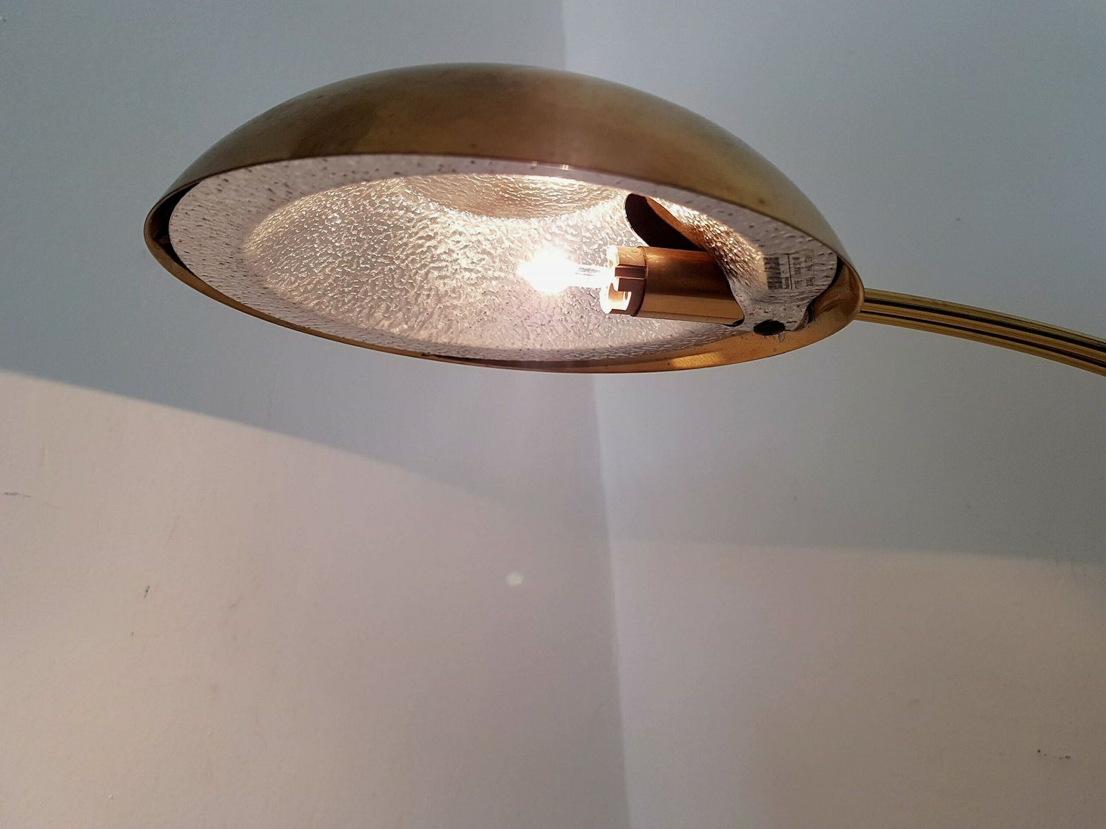 Vintage Mid Century Rare Table Italian Brass Chrome Lamp By La Relco Milano photo for sale