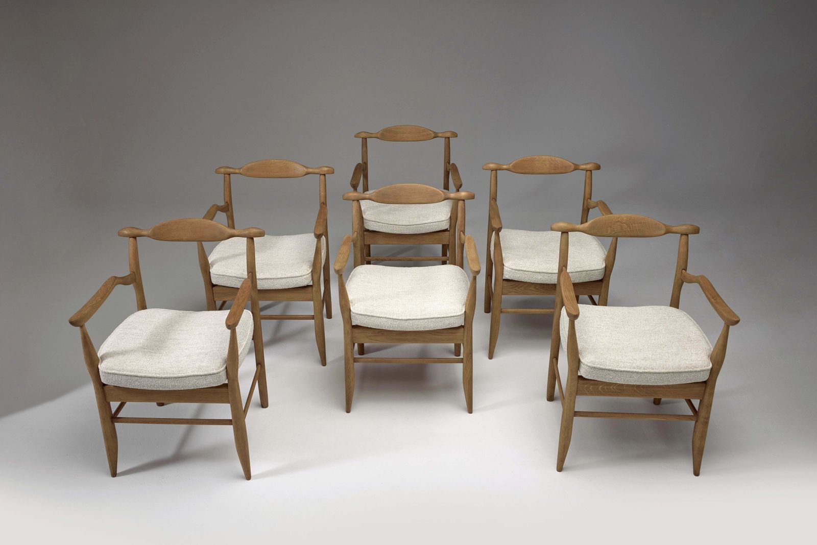 Set Of Six “Fumay” Dining Armchairs By Guillerme Et Chambron, France 1960s photo Furniture