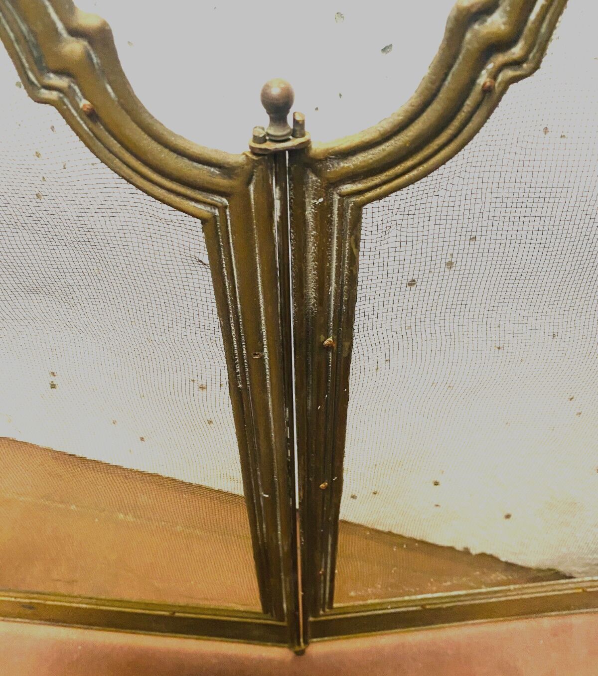 Spark Screen Has Four Sheets In Brass And Braided Mesh XX Century photo Home Decor