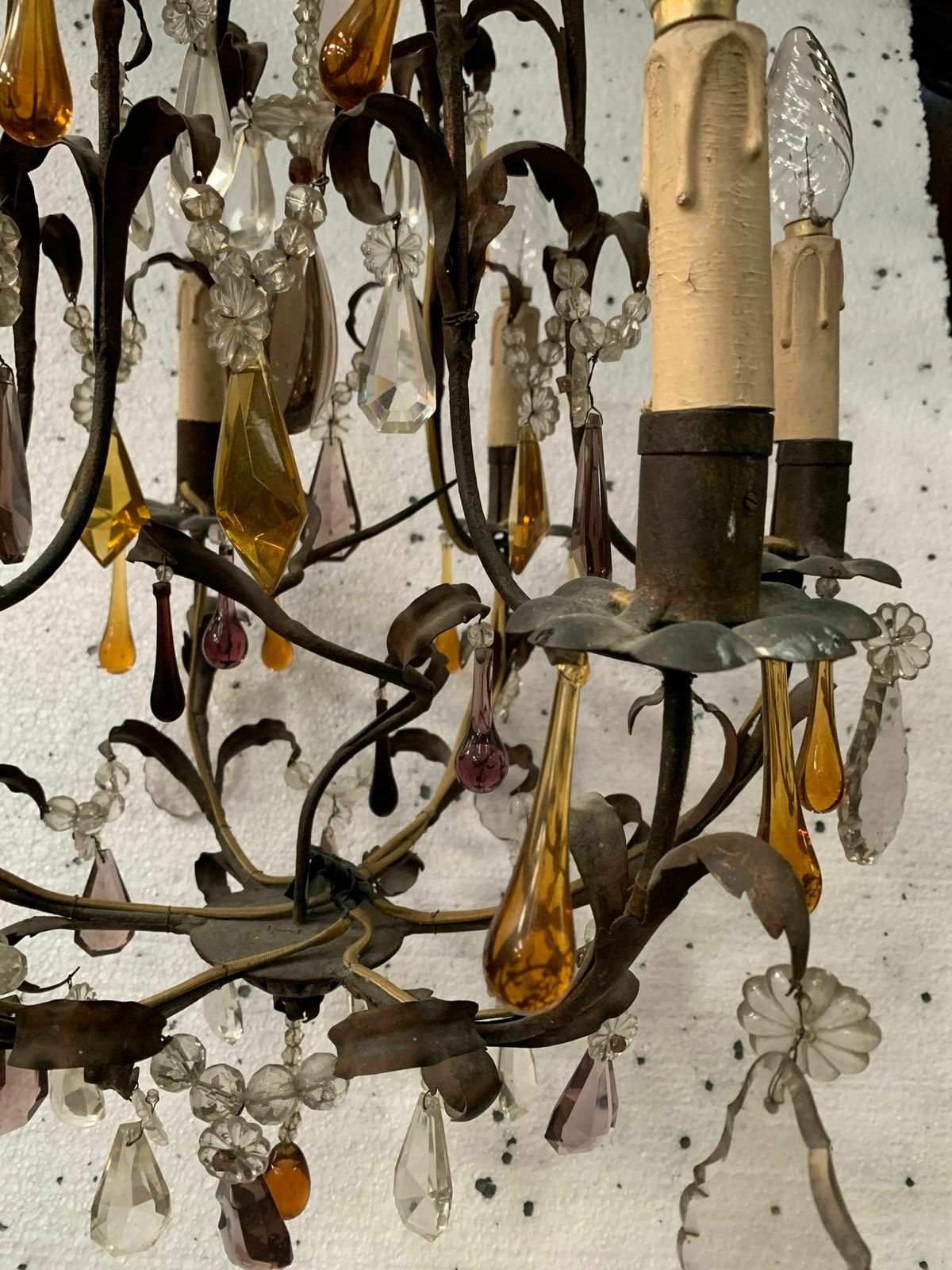 Louis XV Style Cage Chandelier With Pendants And Drop Of Water XX Century photo vinterior