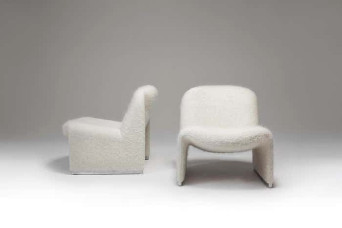 Alky Chairs By Giancarlo Piretti For Artifort In Pierre Frey, 1970s, Set Of 2 photo for sale